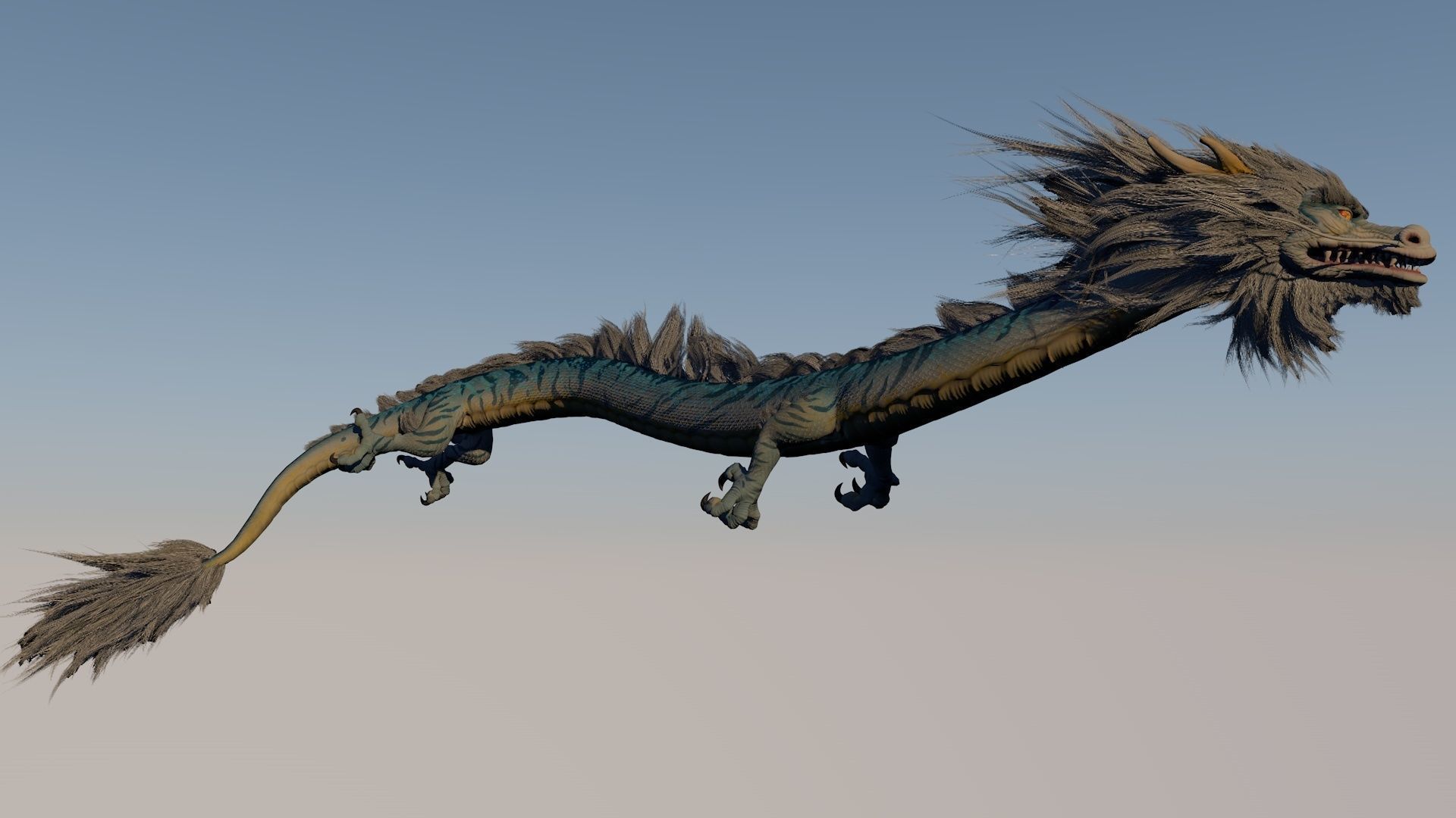 Chinese dragon Low-poly 3D model_1