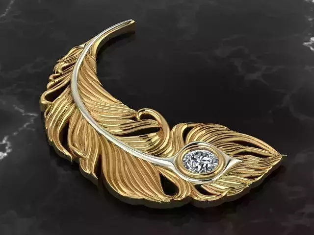 feather gold brooche