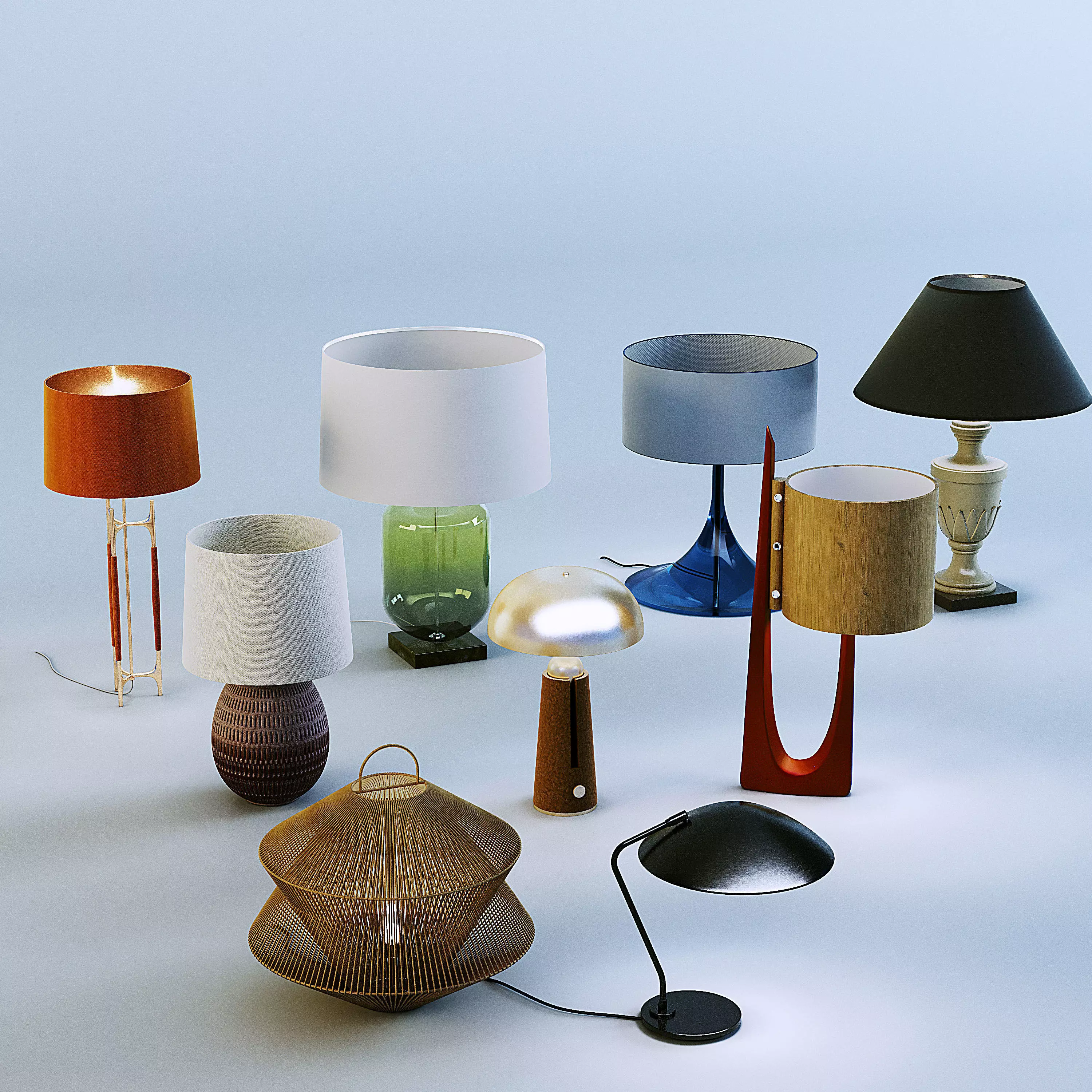 Various Table-top Lamps 3D Model Collection_0