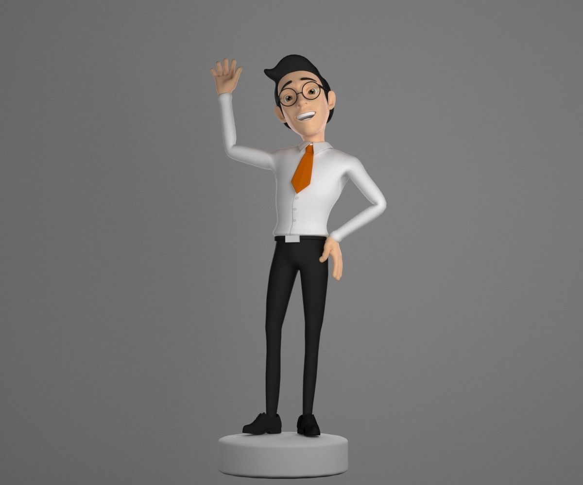 Office man Low-poly 3D model_1