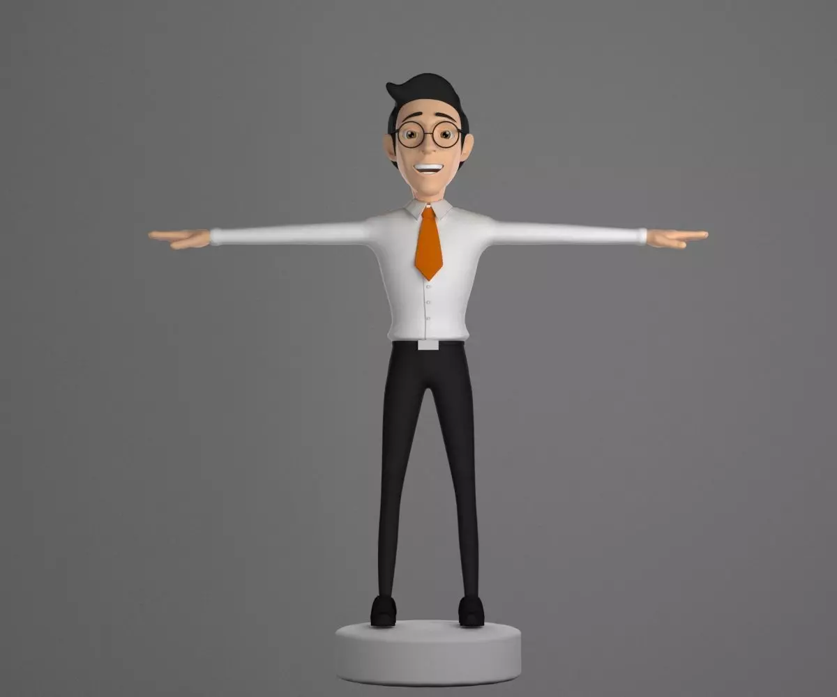 Office man Low-poly 3D model_0