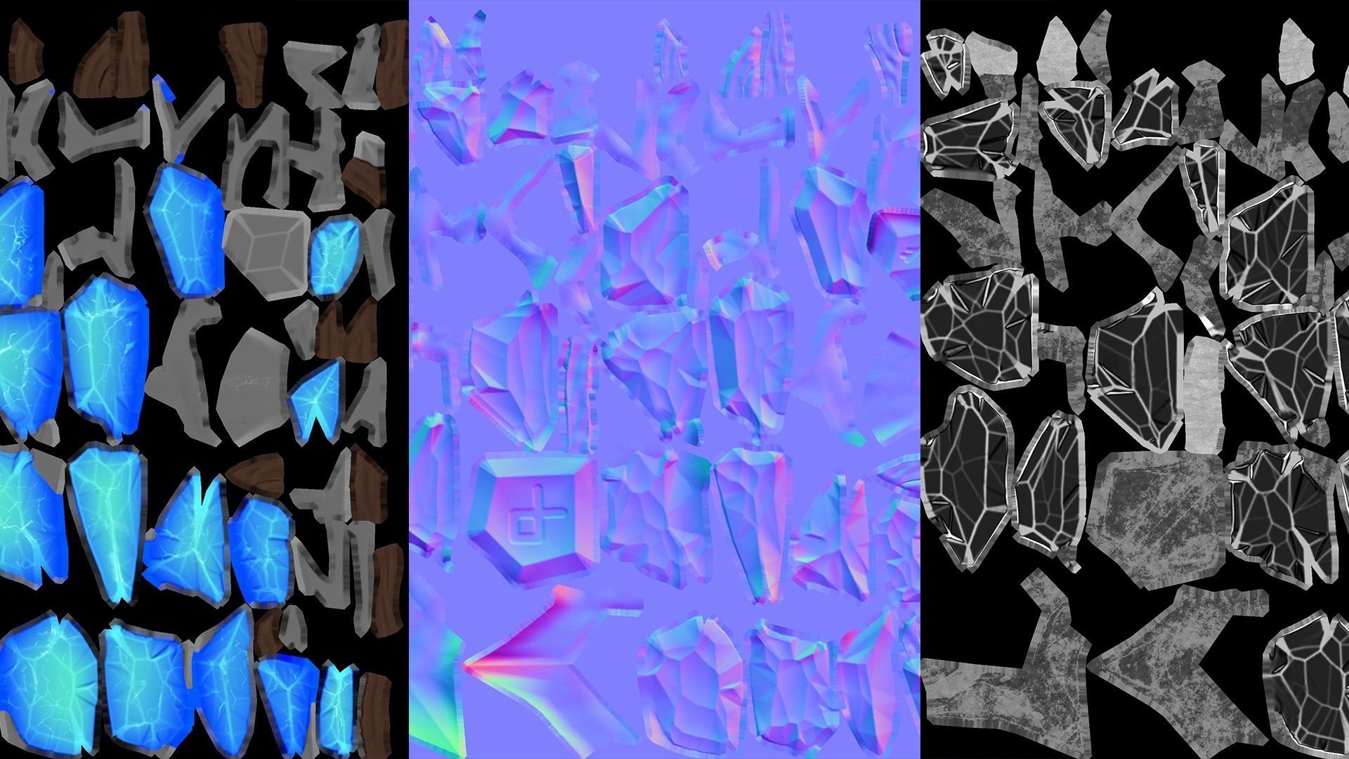 Stylized Sword Ice and Gold Crystals Melee Weapon Game Ready Low-poly 3D model_19