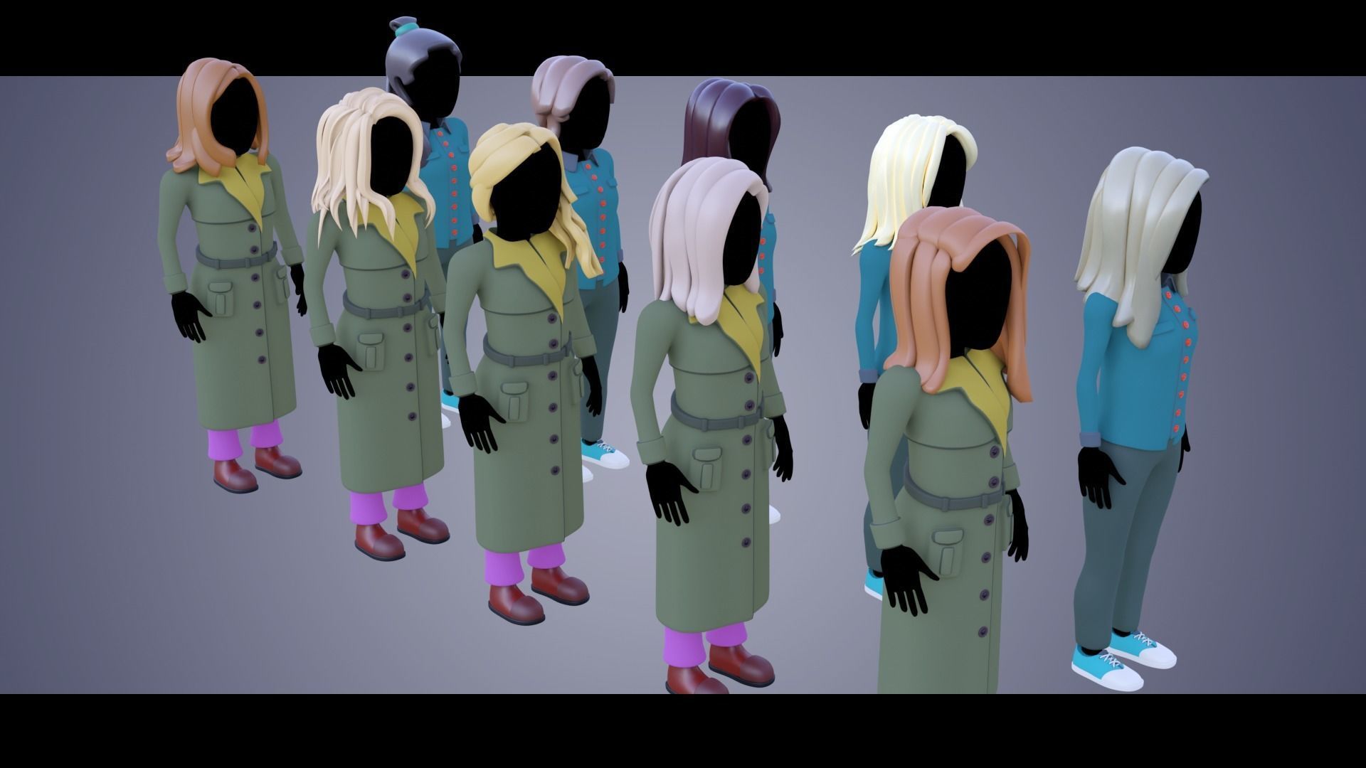 Base Clothing Plus Hair 3D Model Collection_6