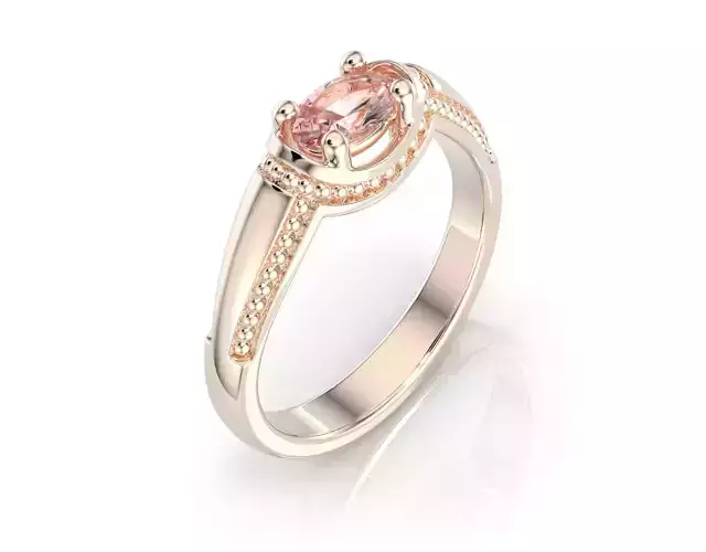 D-1901 rose gold ring with morganite stone