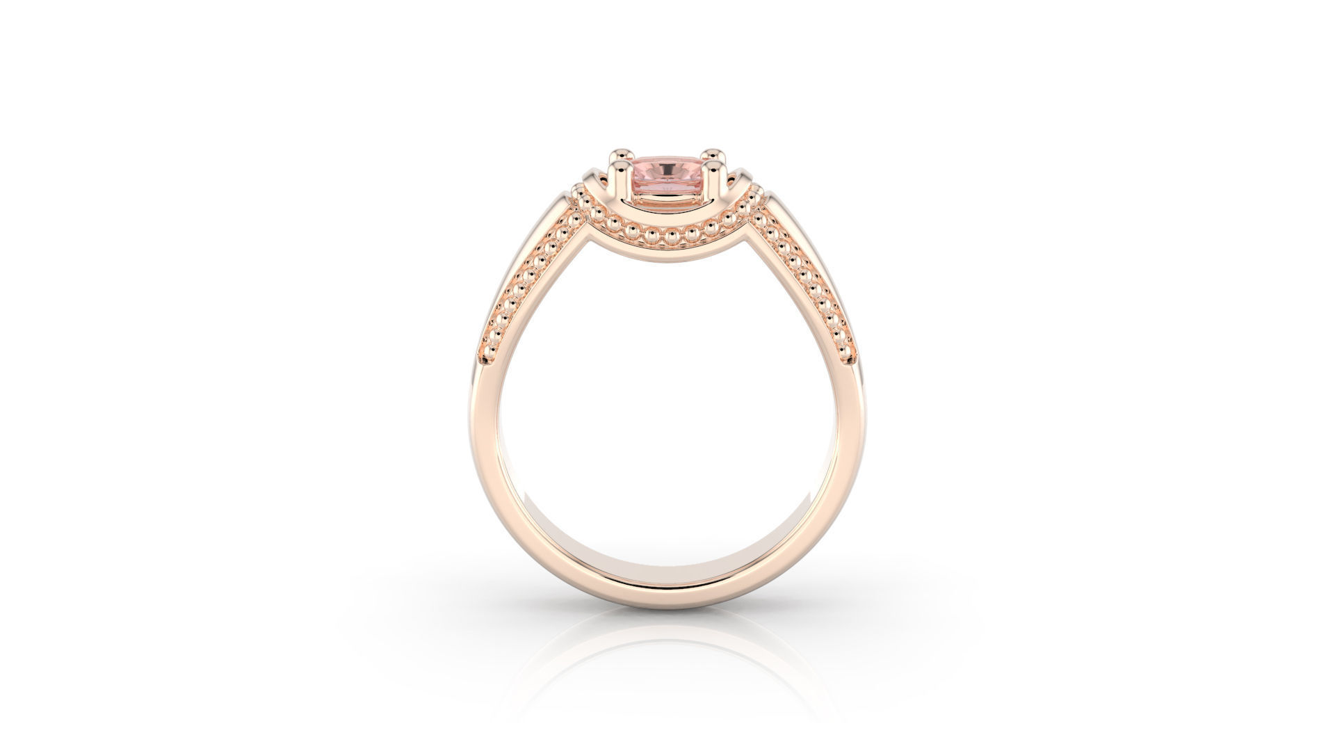 D-1901 rose gold ring with morganite stone 3D print model_2