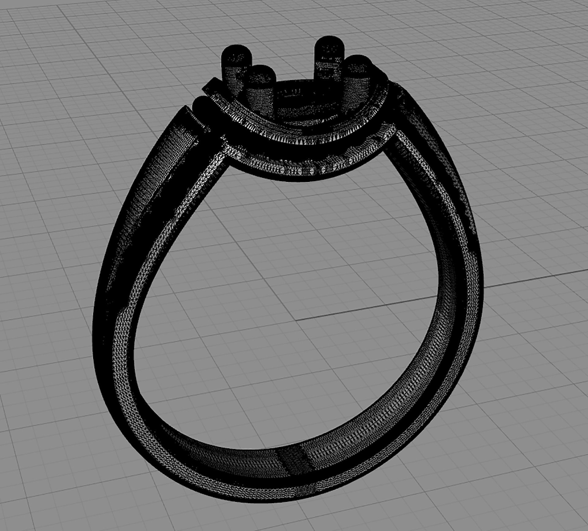 D-1901 rose gold ring with morganite stone 3D print model_6