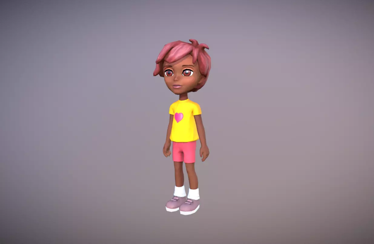 Kid Pink Low-poly 3D model_0