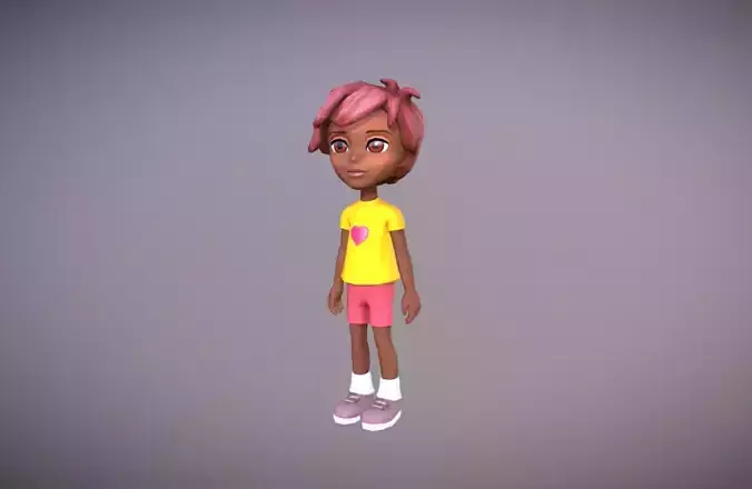 Kid Pink Low-poly 3D model