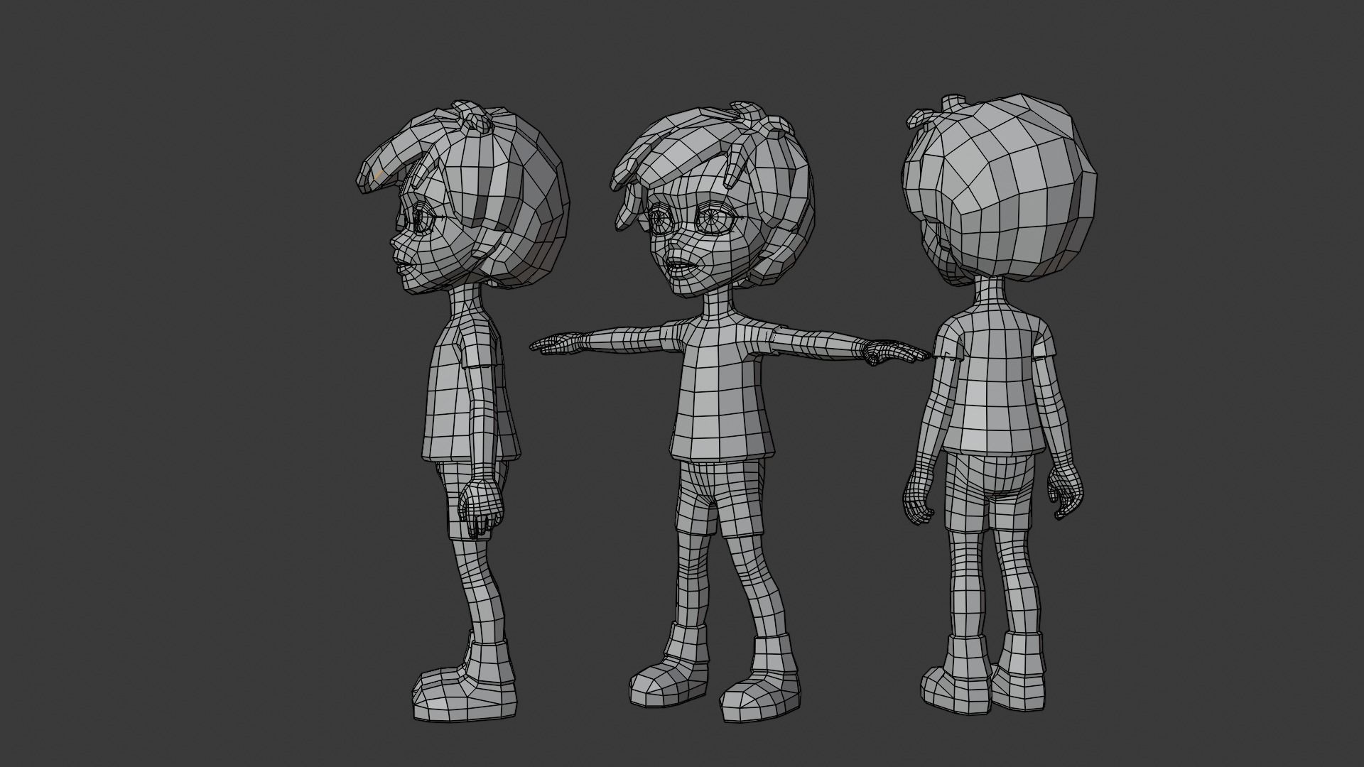 Kid Pink Low-poly 3D model_9