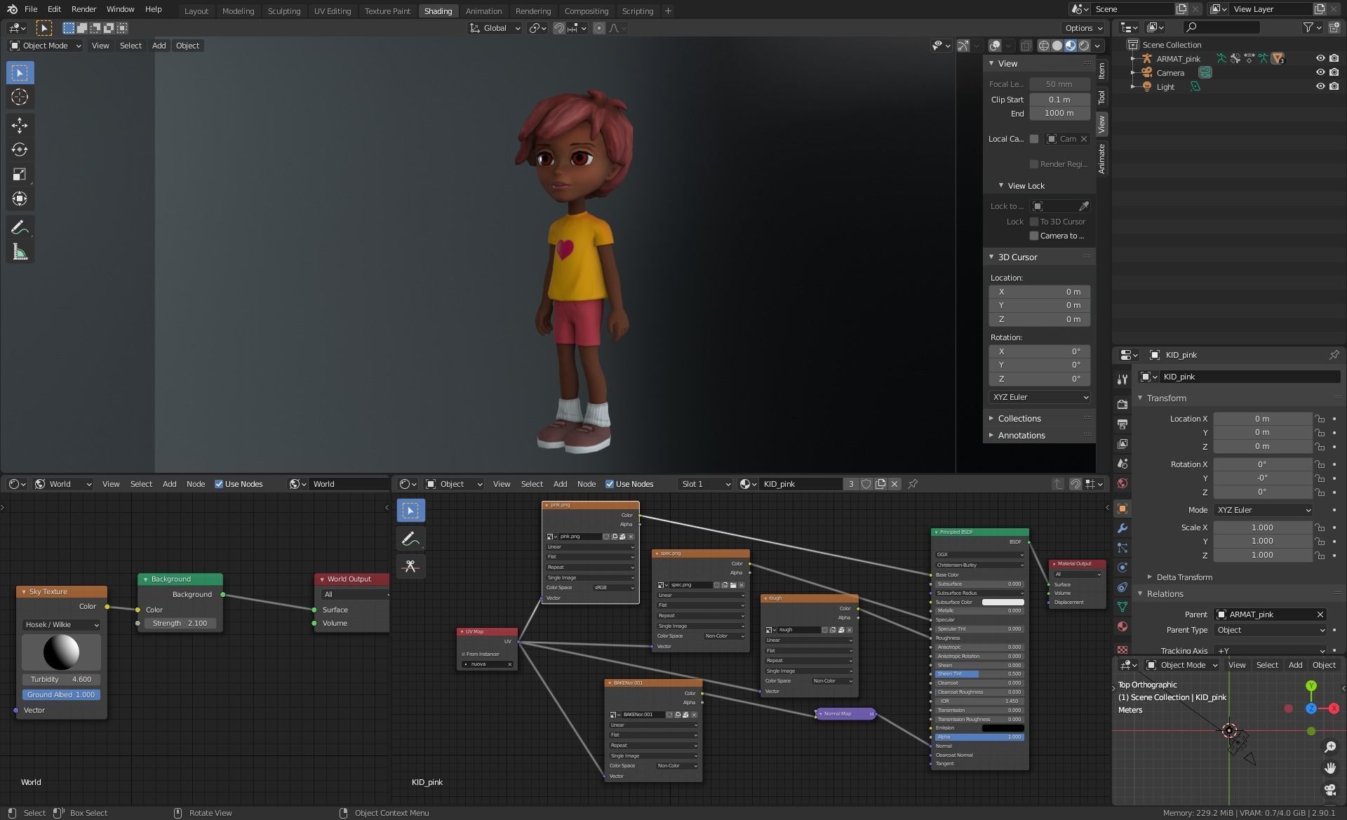 Kid Pink Low-poly 3D model_7