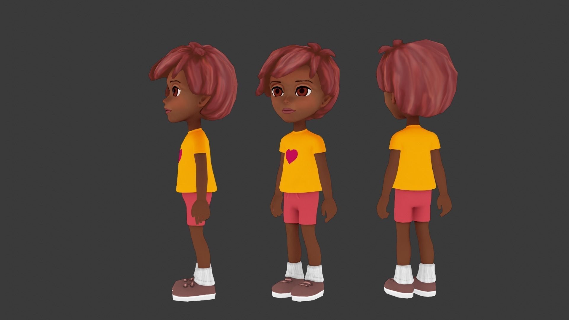 Kid Pink Low-poly 3D model_3
