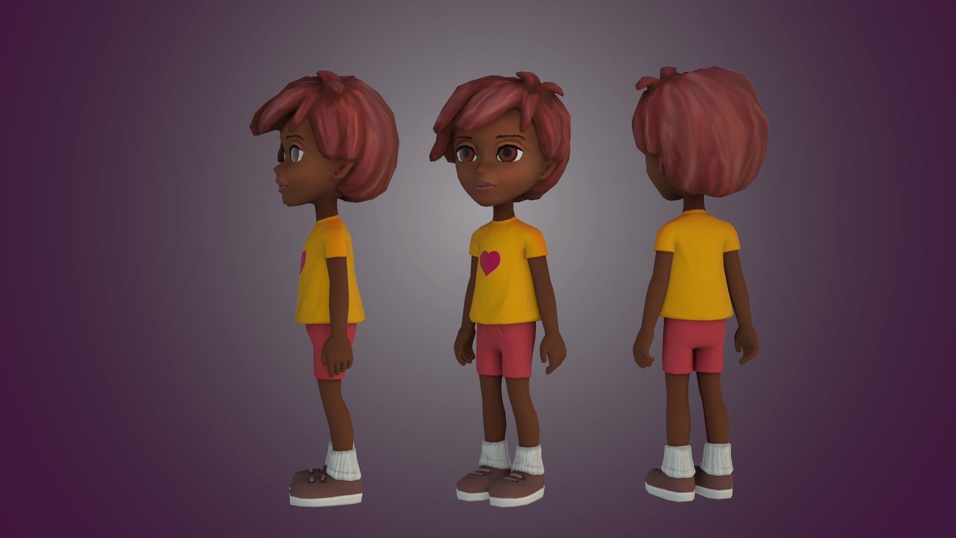 Kid Pink Low-poly 3D model_2