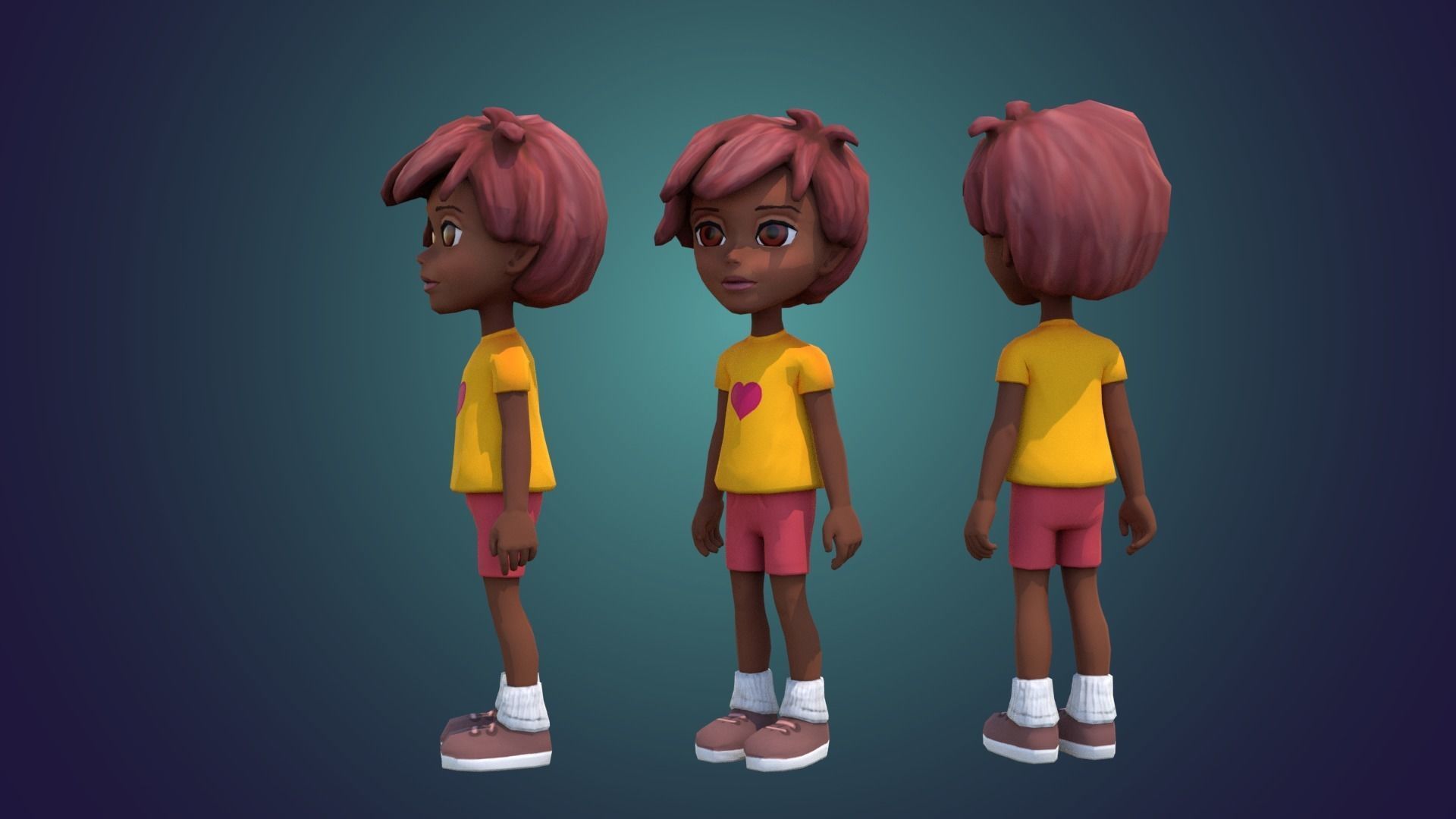 Kid Pink Low-poly 3D model_1