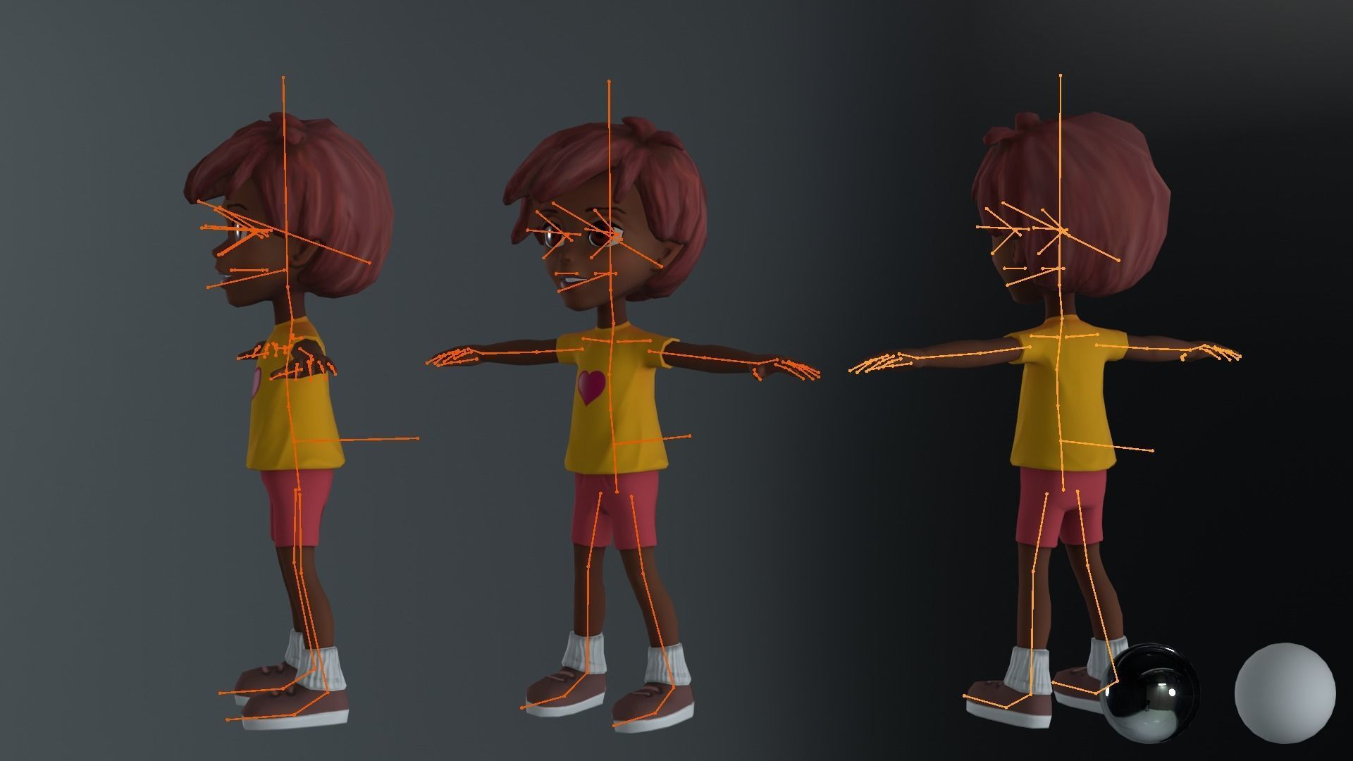 Kid Pink Low-poly 3D model_6