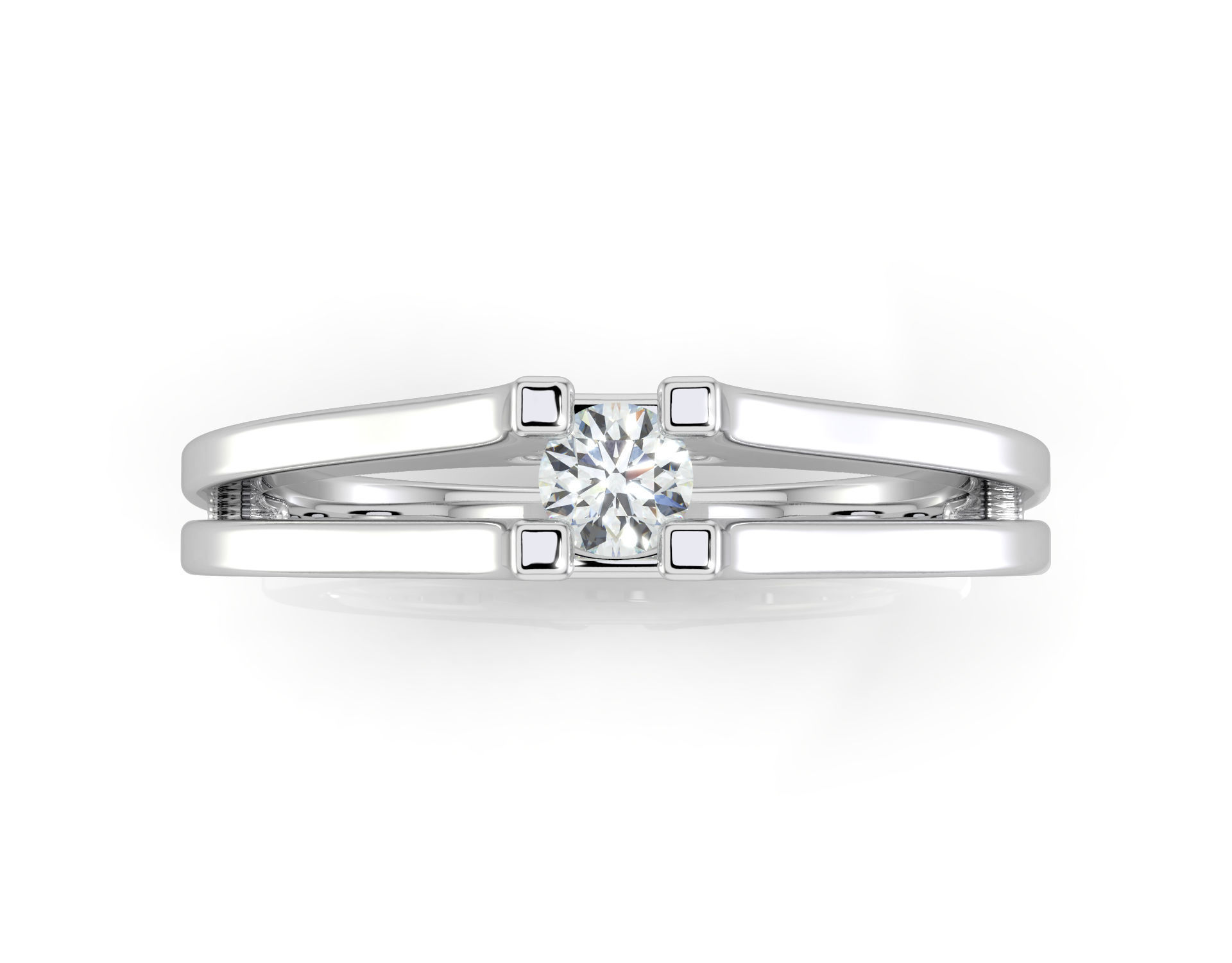 D-1977 engagement ring with princess cut diamond 3D print model_4