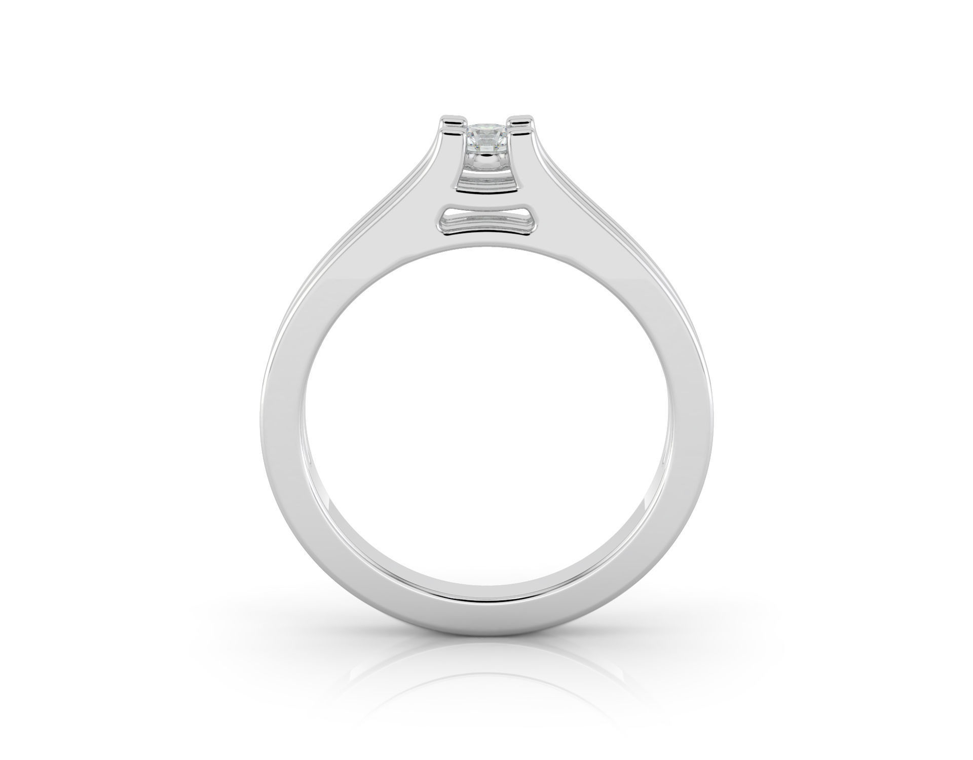 D-1977 engagement ring with princess cut diamond 3D print model_2