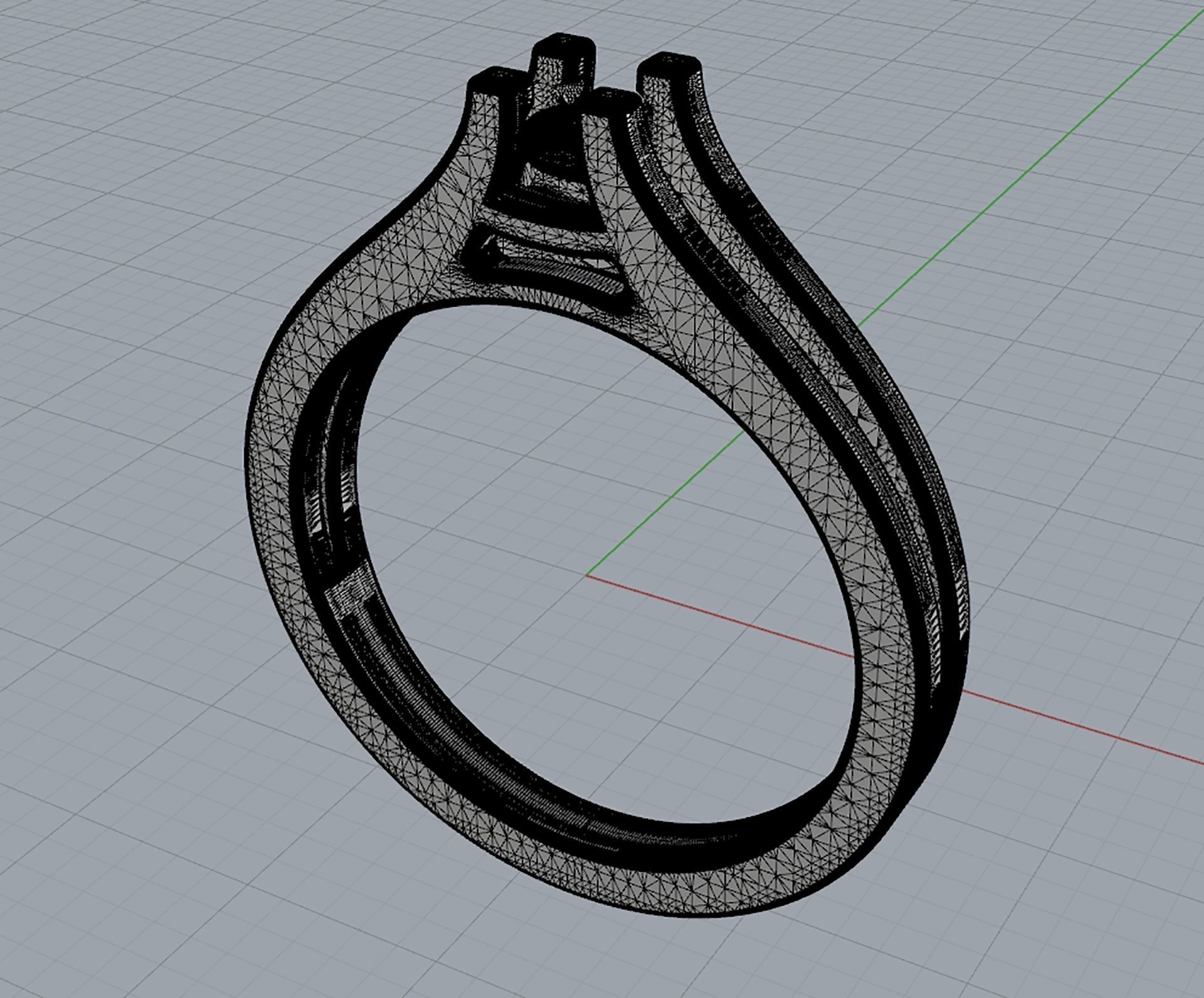 D-1977 engagement ring with princess cut diamond 3D print model_6