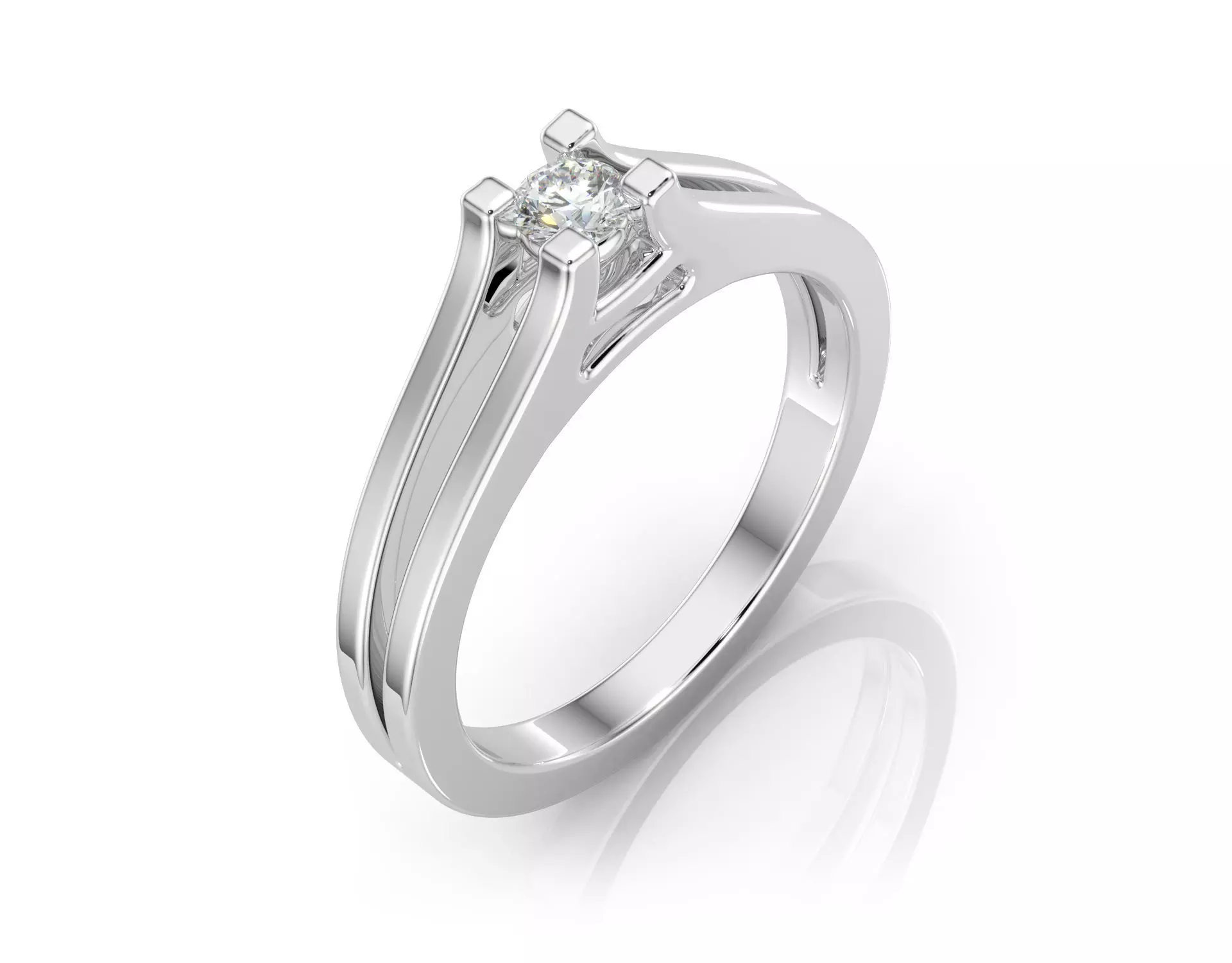 D-1977 engagement ring with princess cut diamond 3D print model_0