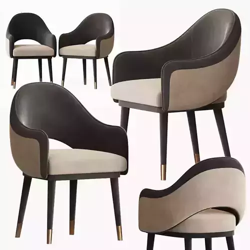Black and White Dining Armchair Armrest 3D model