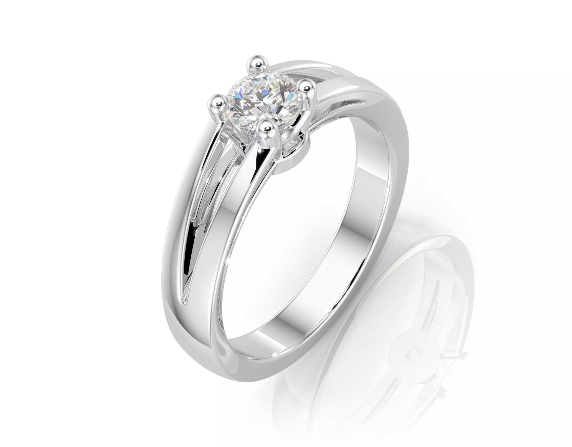 D-2011 solitaire diamond engagement ring gold 3D print model_0