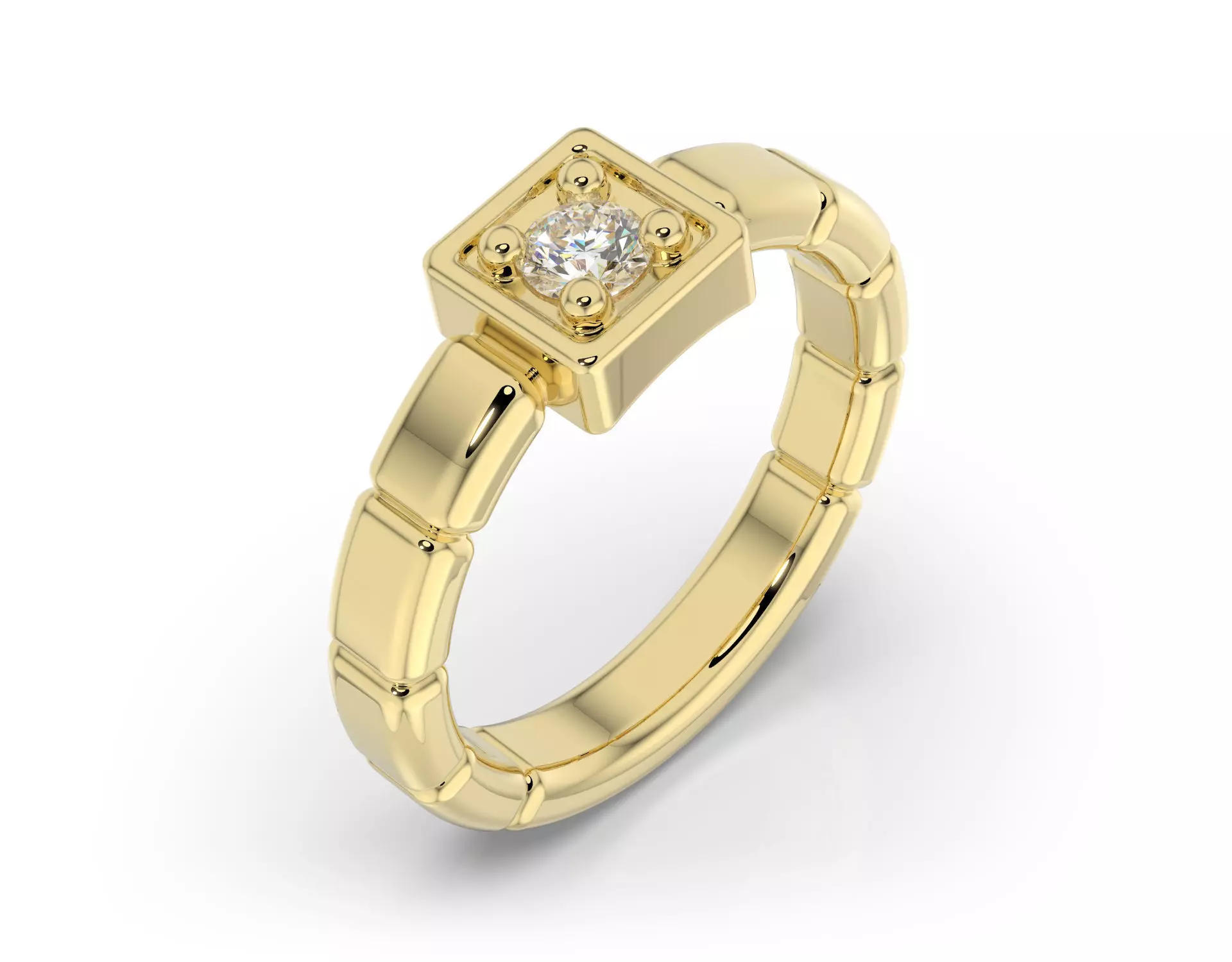 D-2067 gold ring with diamonds 3D print model_0