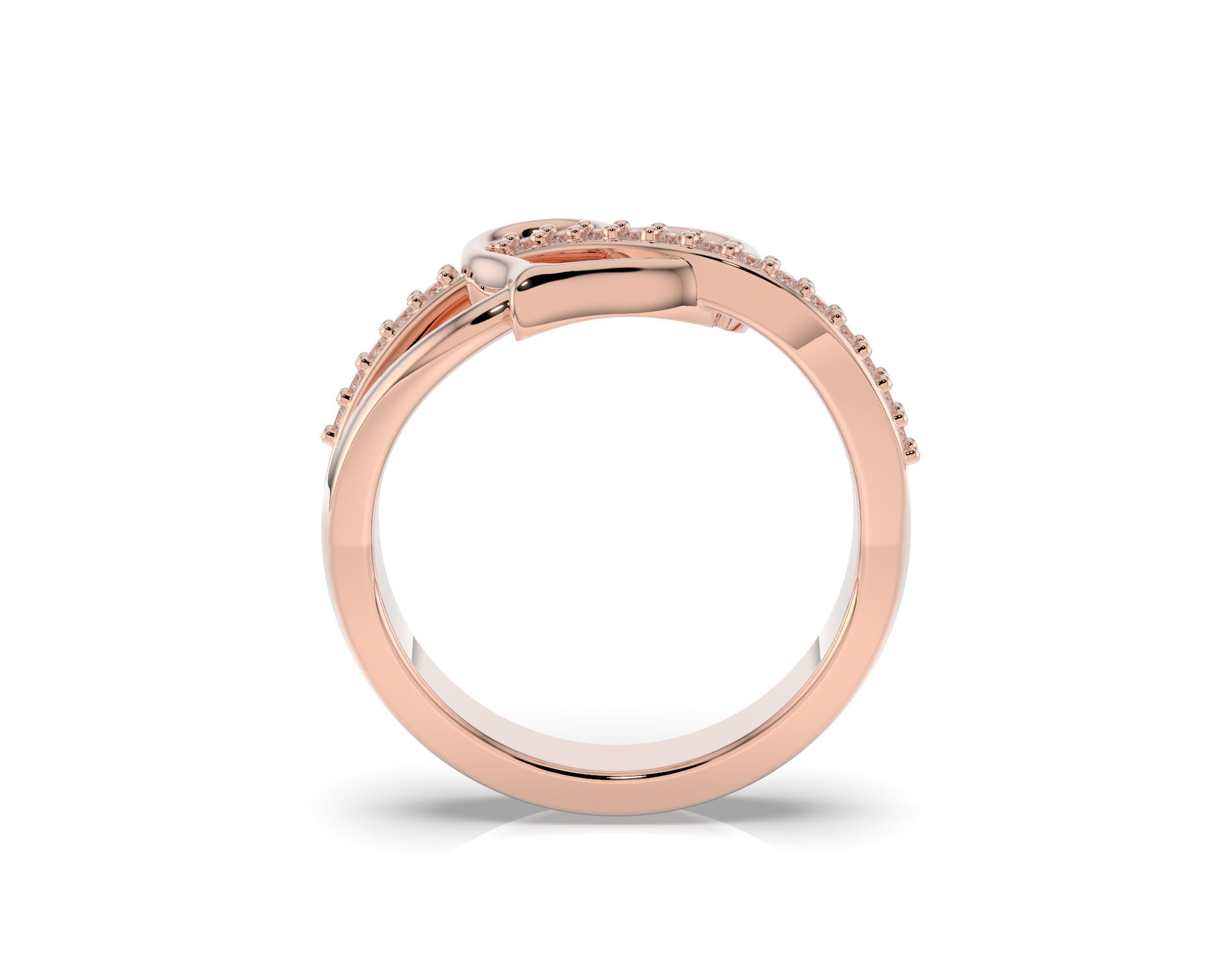D-2117 rose gold heart ring with diamonds 3D print model_2
