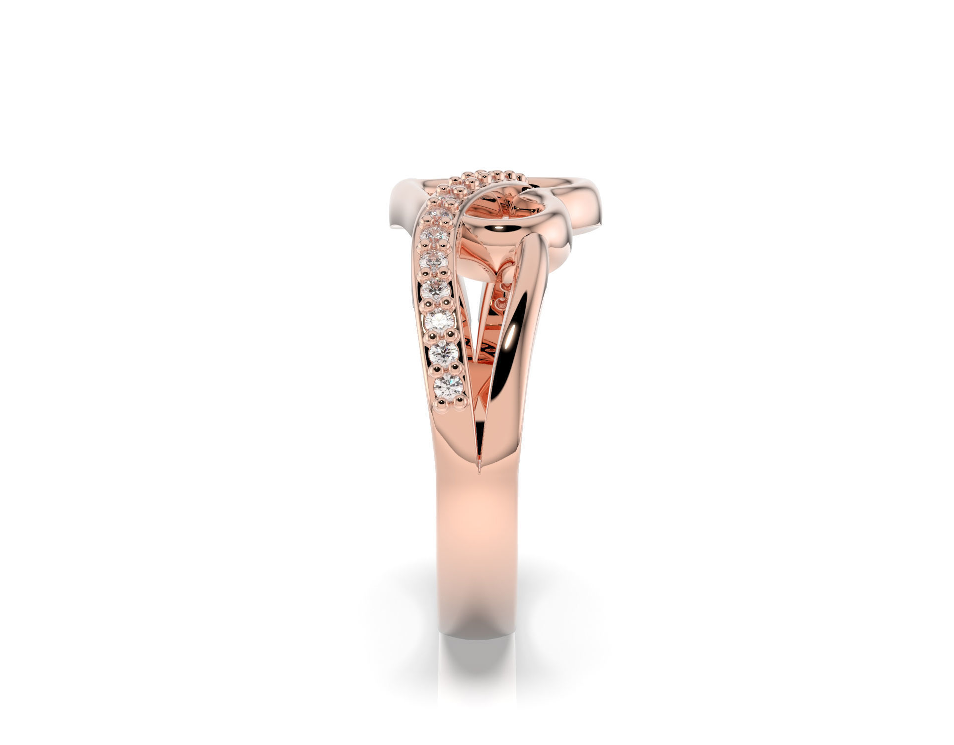 D-2117 rose gold heart ring with diamonds 3D print model_3