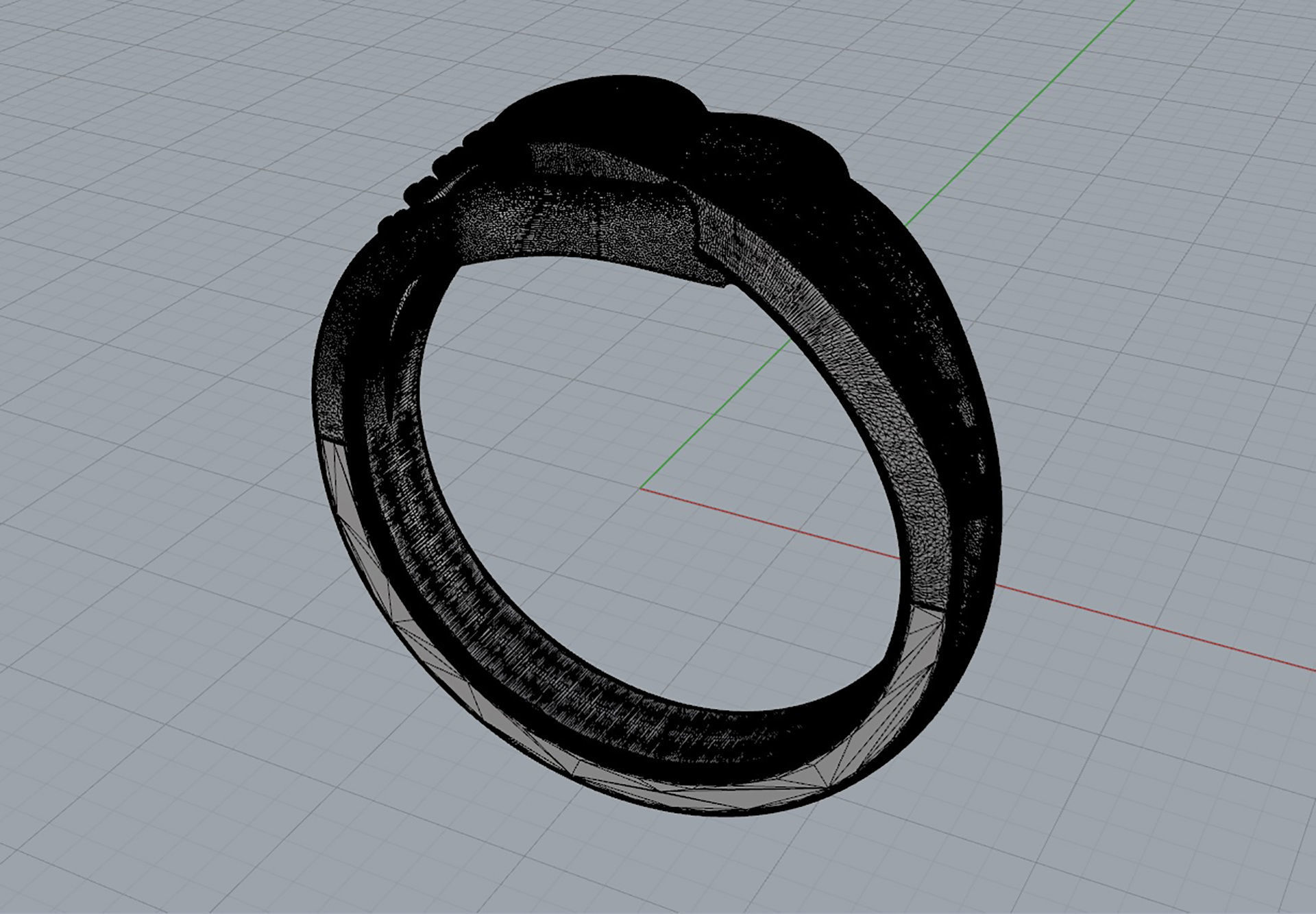 D-2117 rose gold heart ring with diamonds 3D print model_6