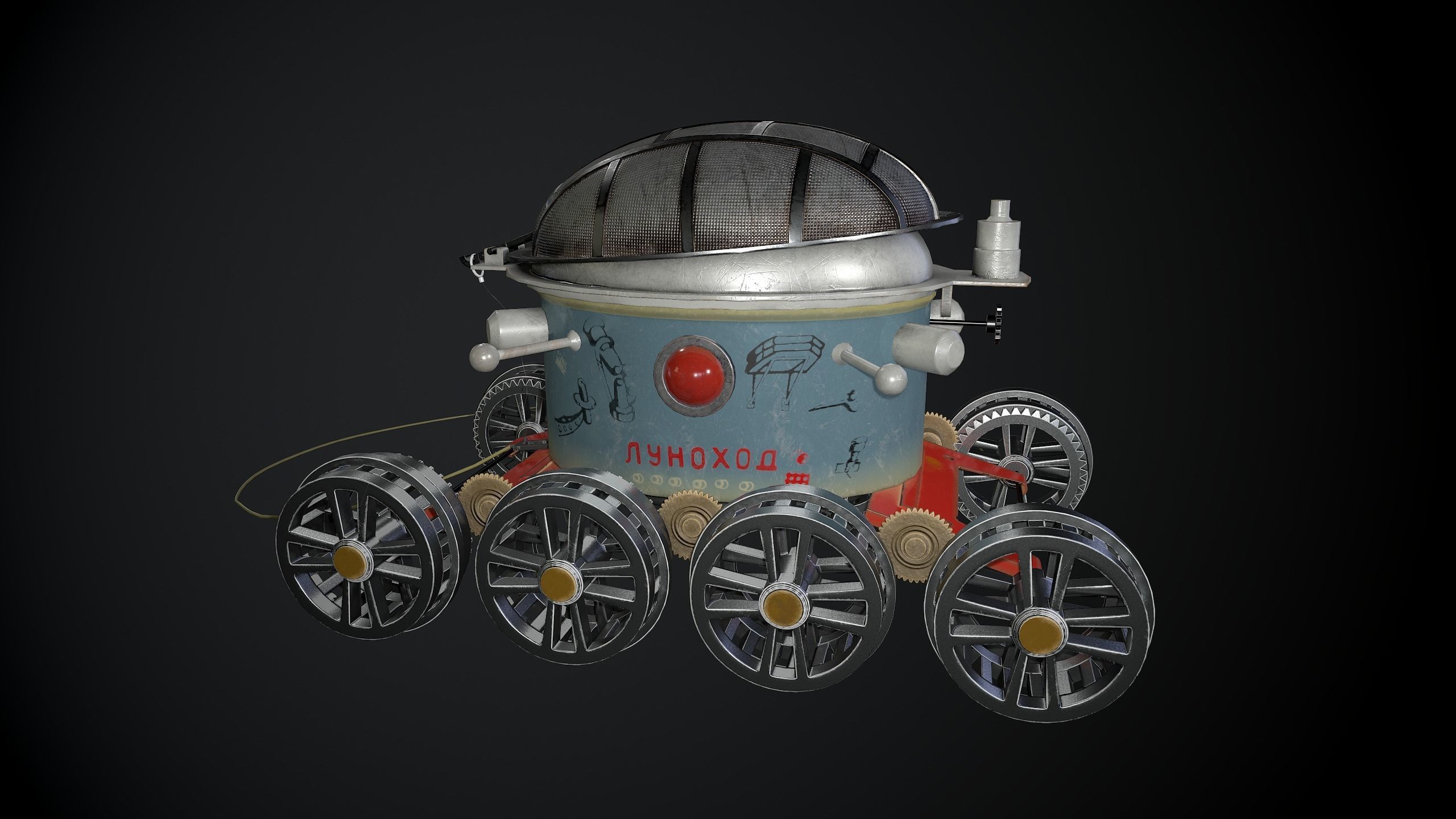 Moon rover Low-poly 3D model_4