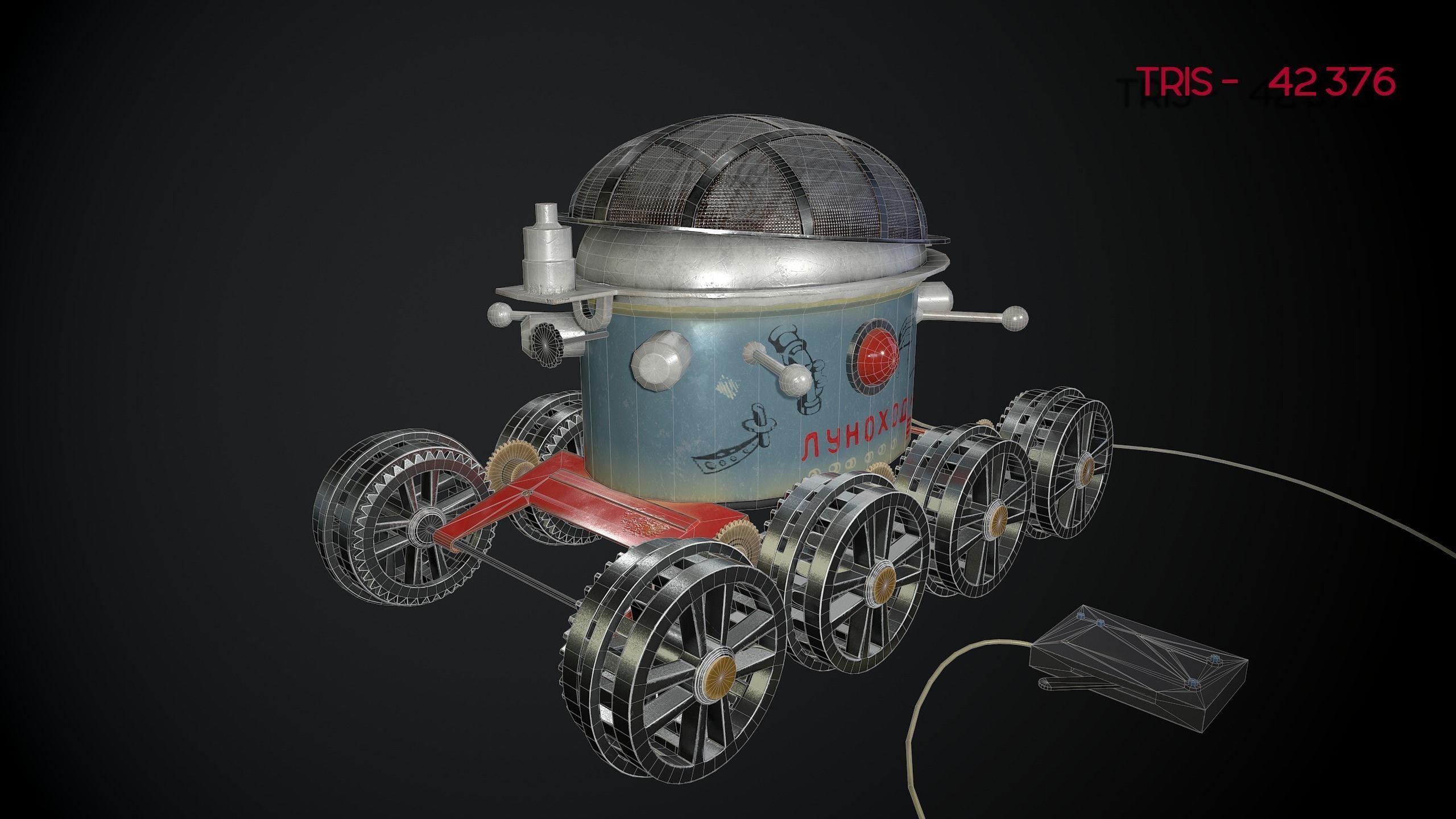 Moon rover Low-poly 3D model_8