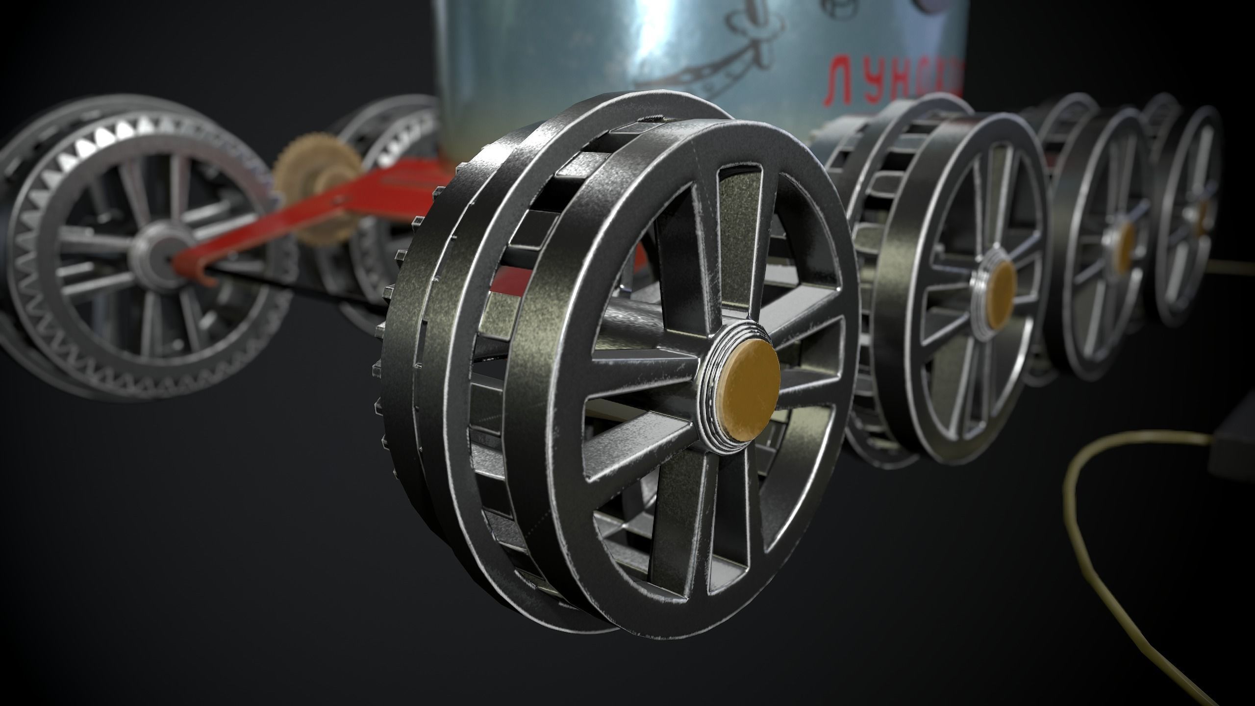 Moon rover Low-poly 3D model_5