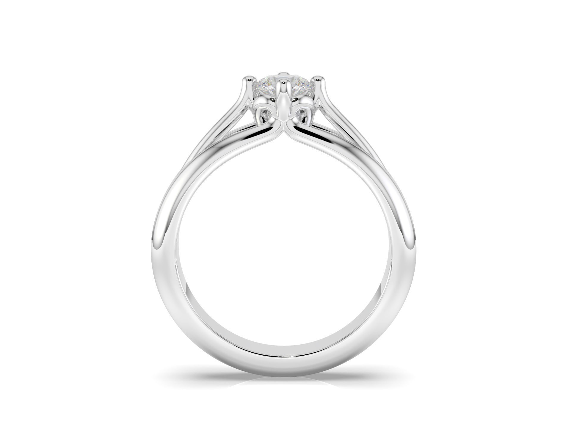 D-2153 solitaire diamond engagement ring gold 3D print model_2