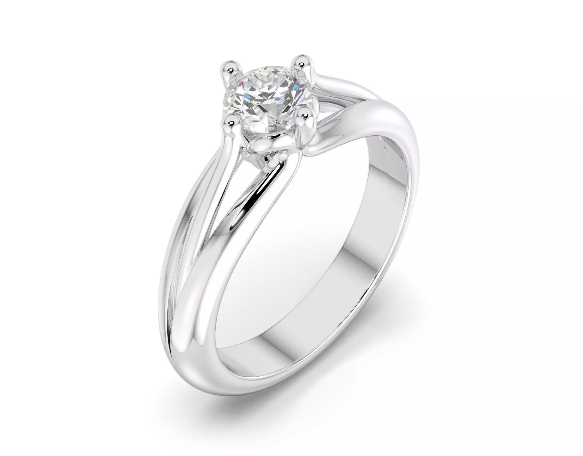 D-2153 solitaire diamond engagement ring gold 3D print model_0