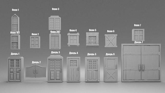 Wild west door and windows  3D print model