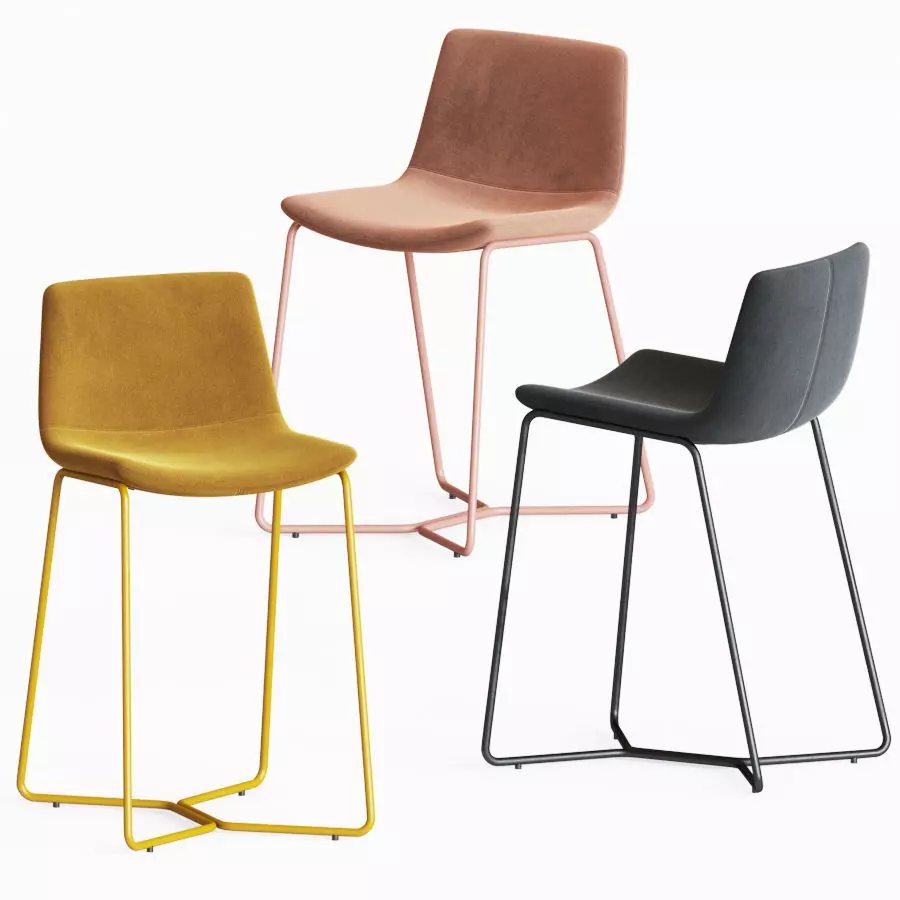 Slope Upholstered Bar Counter Stools 3D model_0