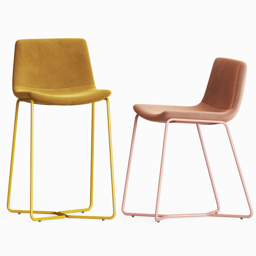 Slope Upholstered Bar Counter Stools 3D model_1