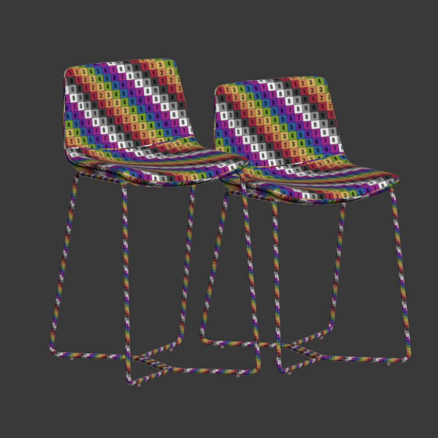 Slope Upholstered Bar Counter Stools 3D model_4