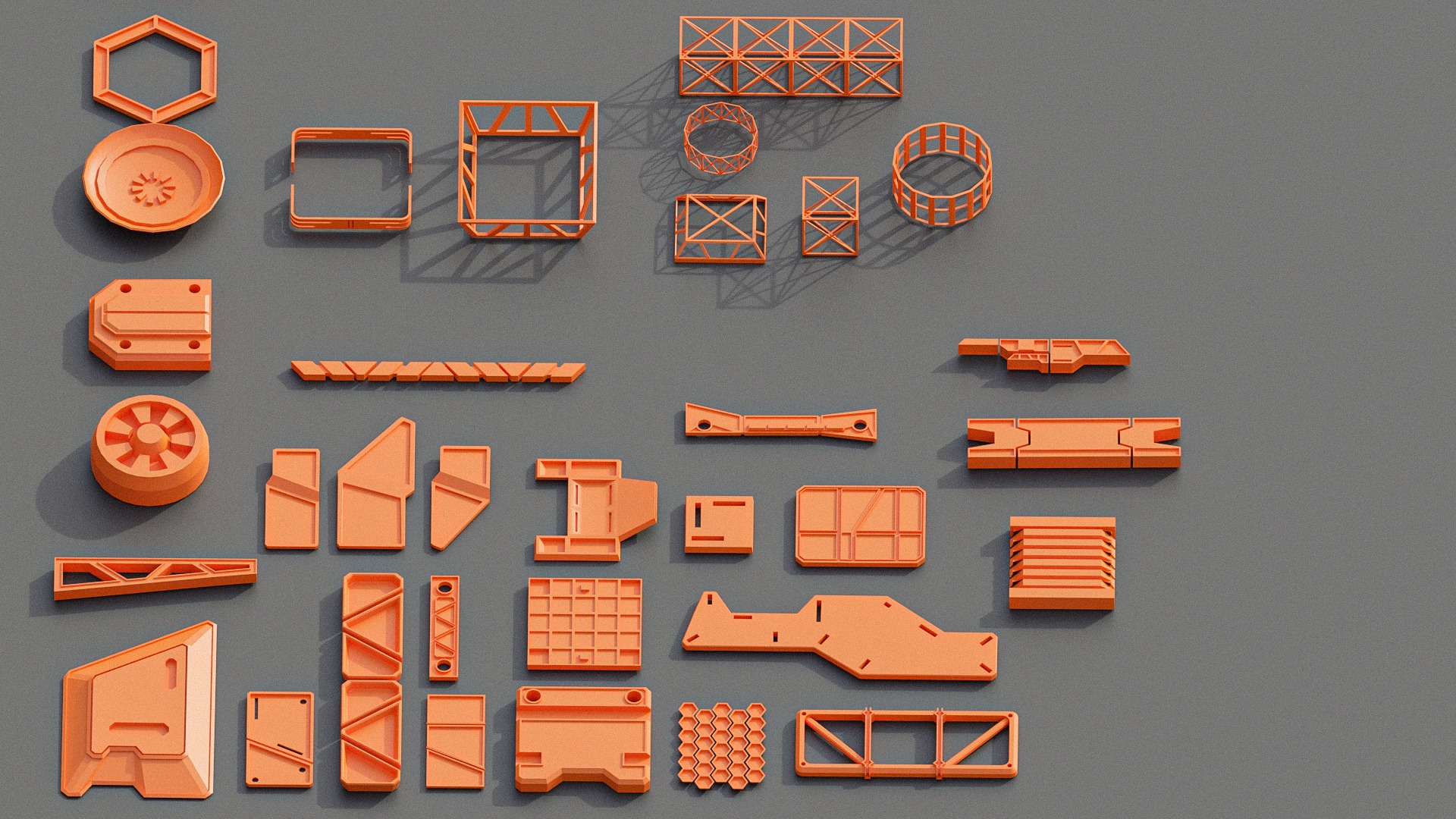 Scifi building dressing KITBASH pack Low-poly 3D model_15