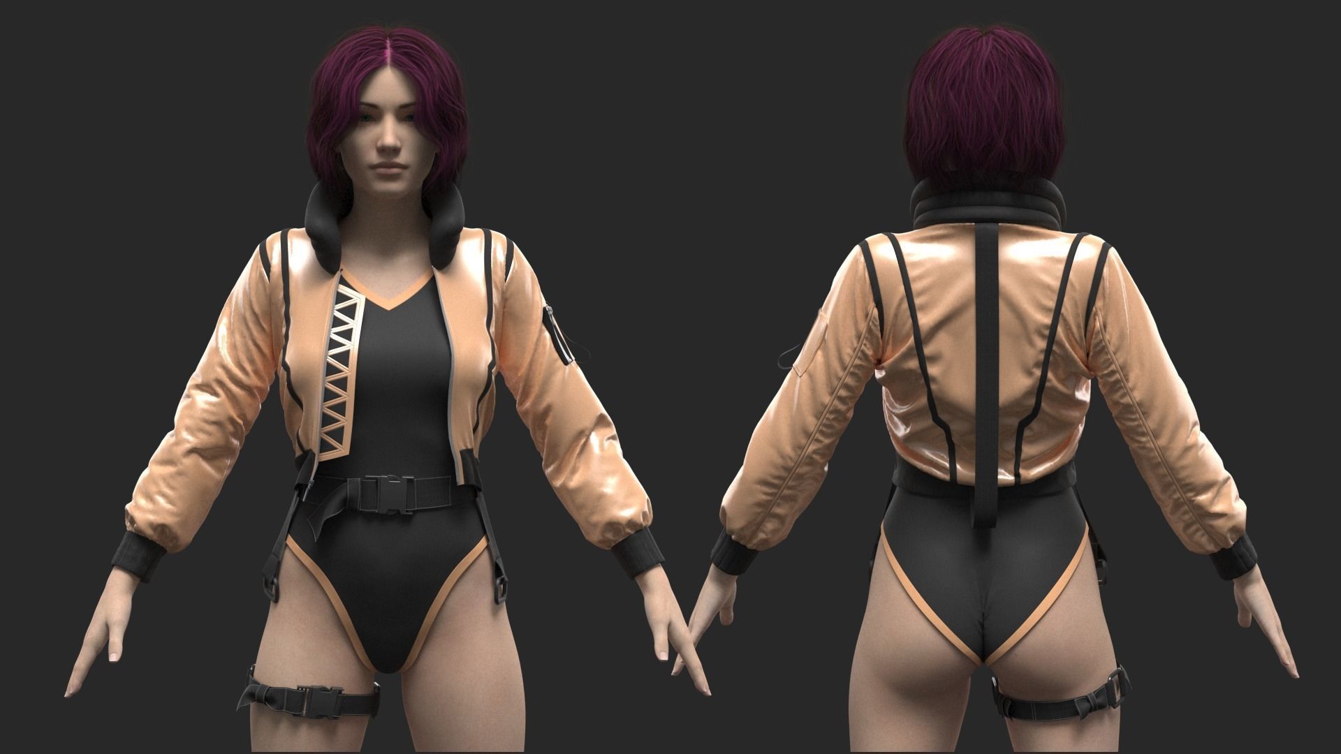 Female Jacket Marvelous Designer project  3D model_4
