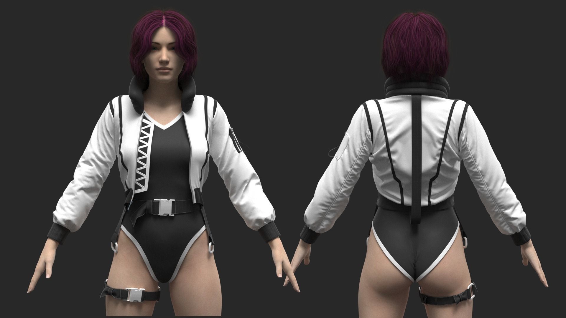 Female Jacket Marvelous Designer project  3D model_2