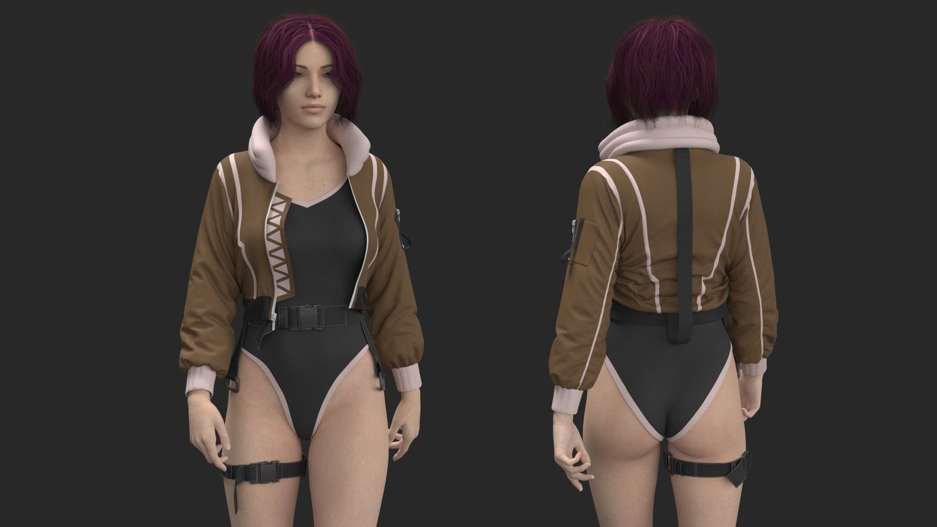 Female Jacket Marvelous Designer project  3D model_5