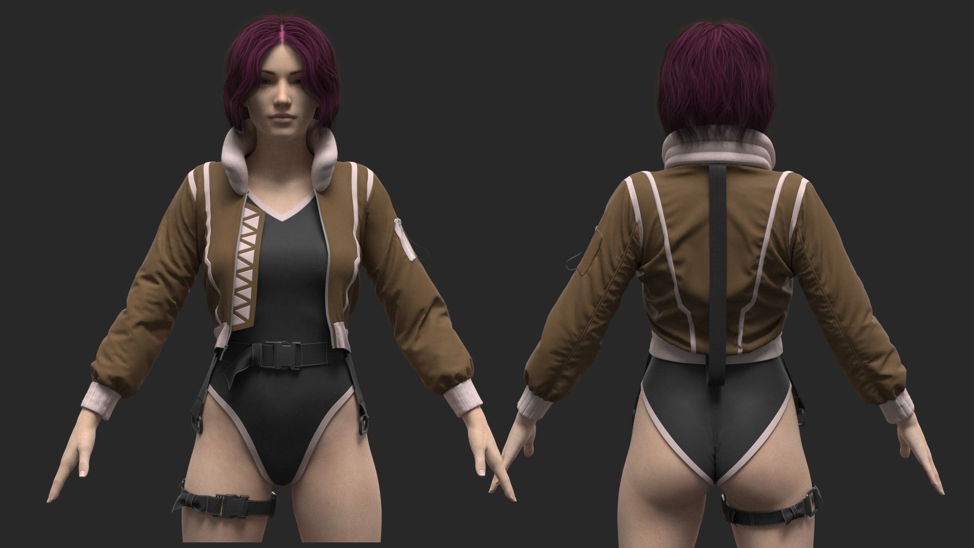 Female Jacket Marvelous Designer project  3D model_6