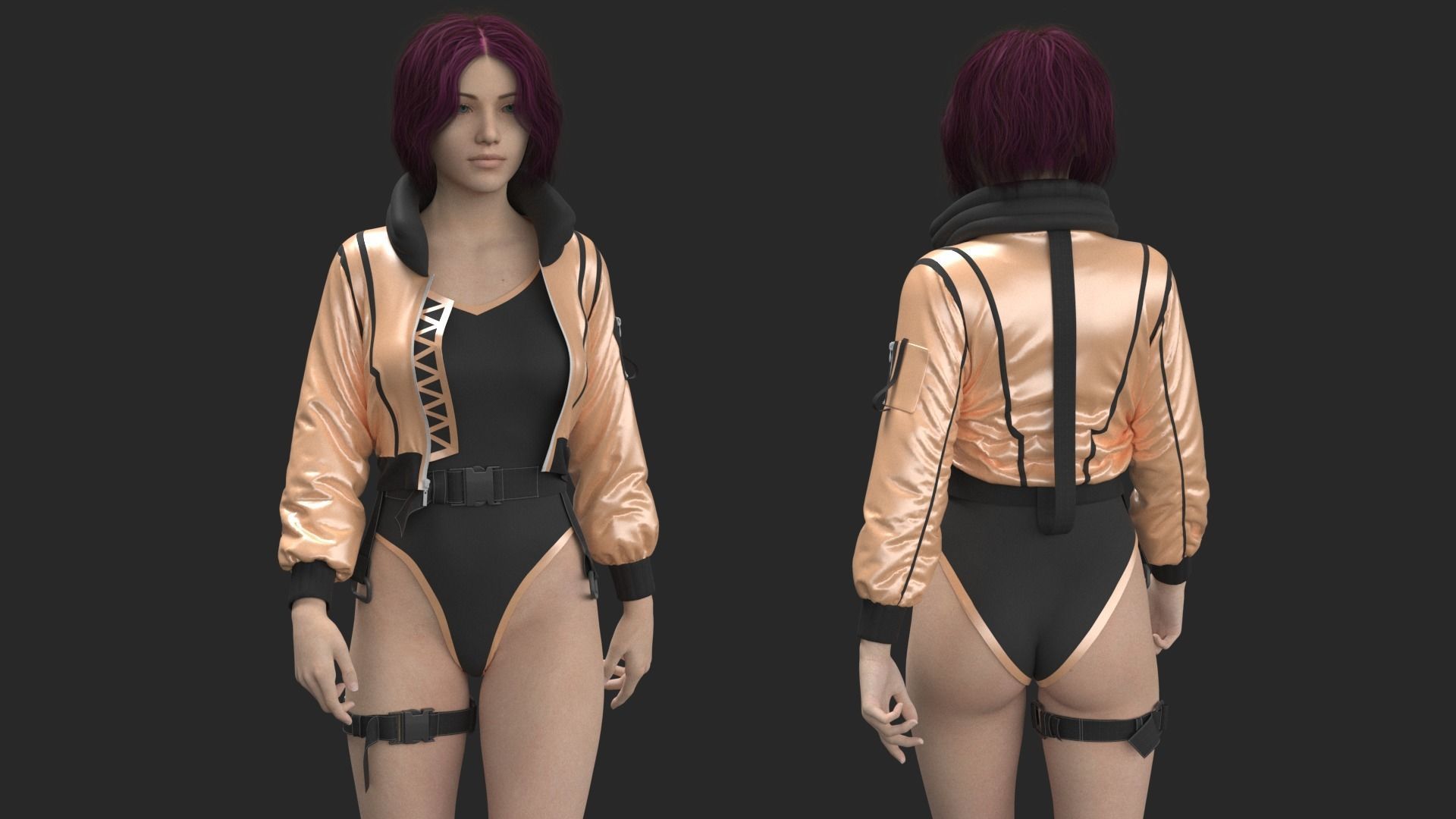 Female Jacket Marvelous Designer project  3D model_3