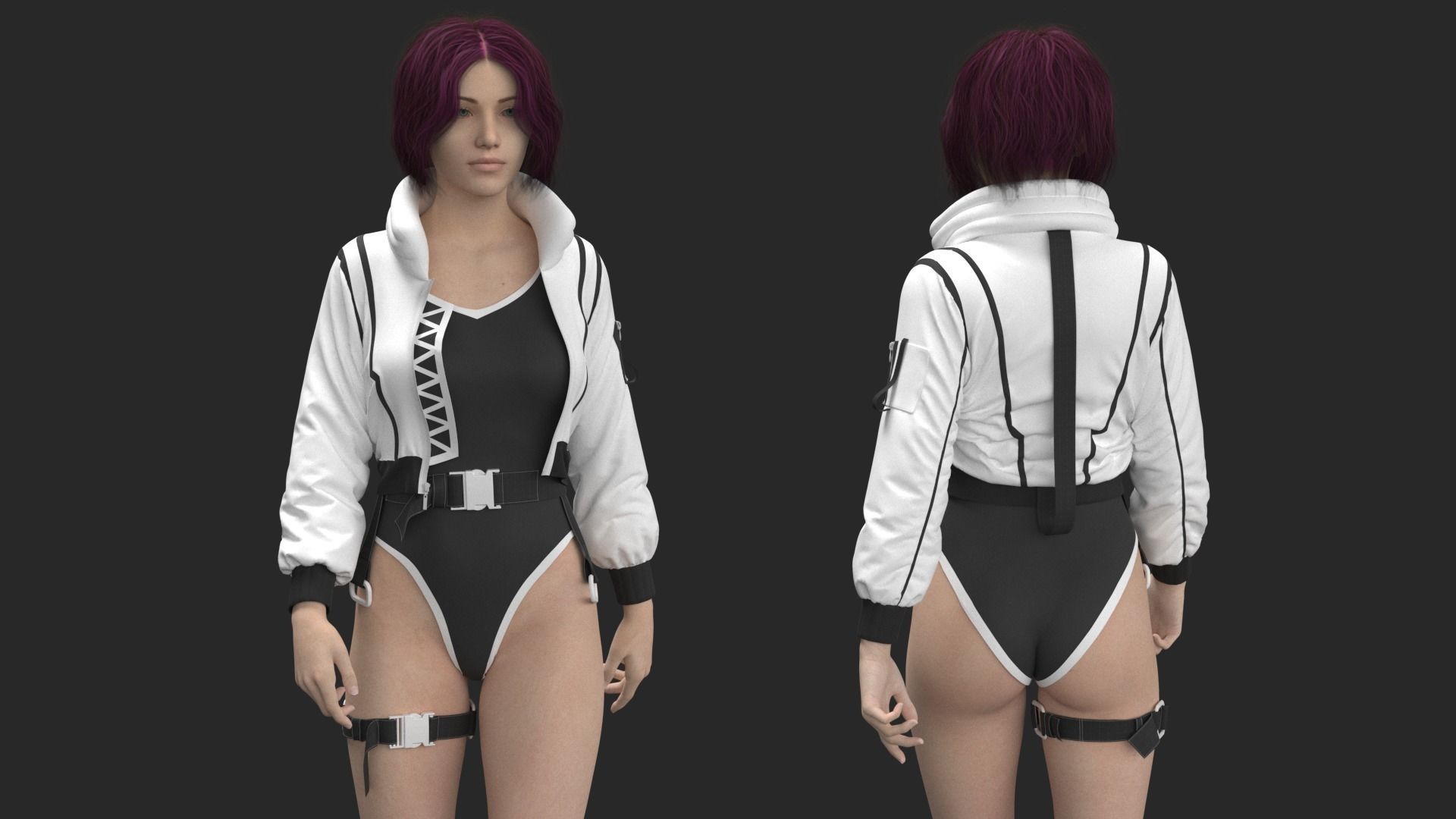 Female Jacket Marvelous Designer project  3D model_1