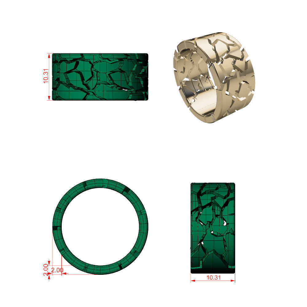 Crack Rock Rings 3D Model Collection_4