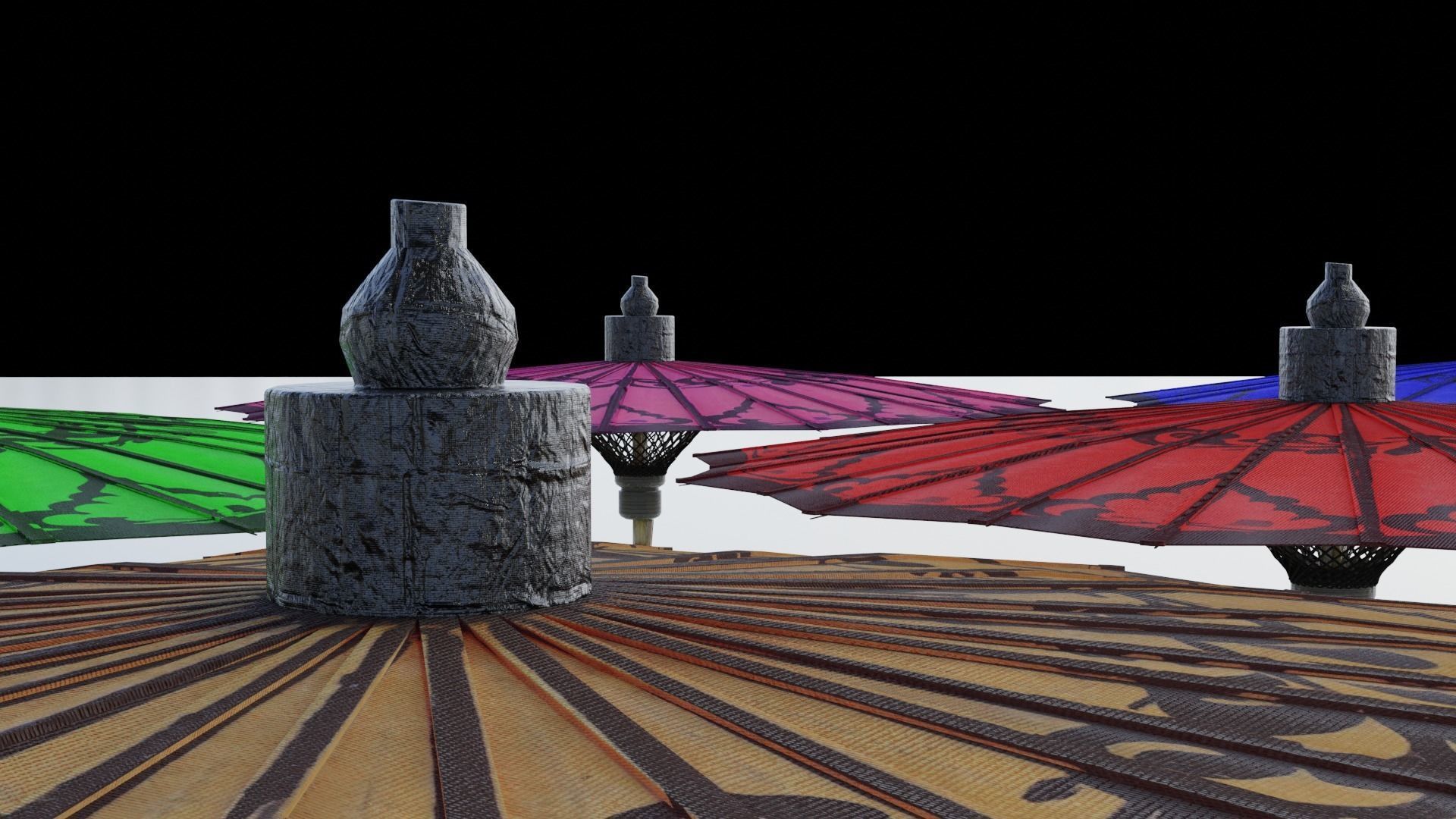 Pathein Sun Umbrella Myanmar Low-poly 3D model_11