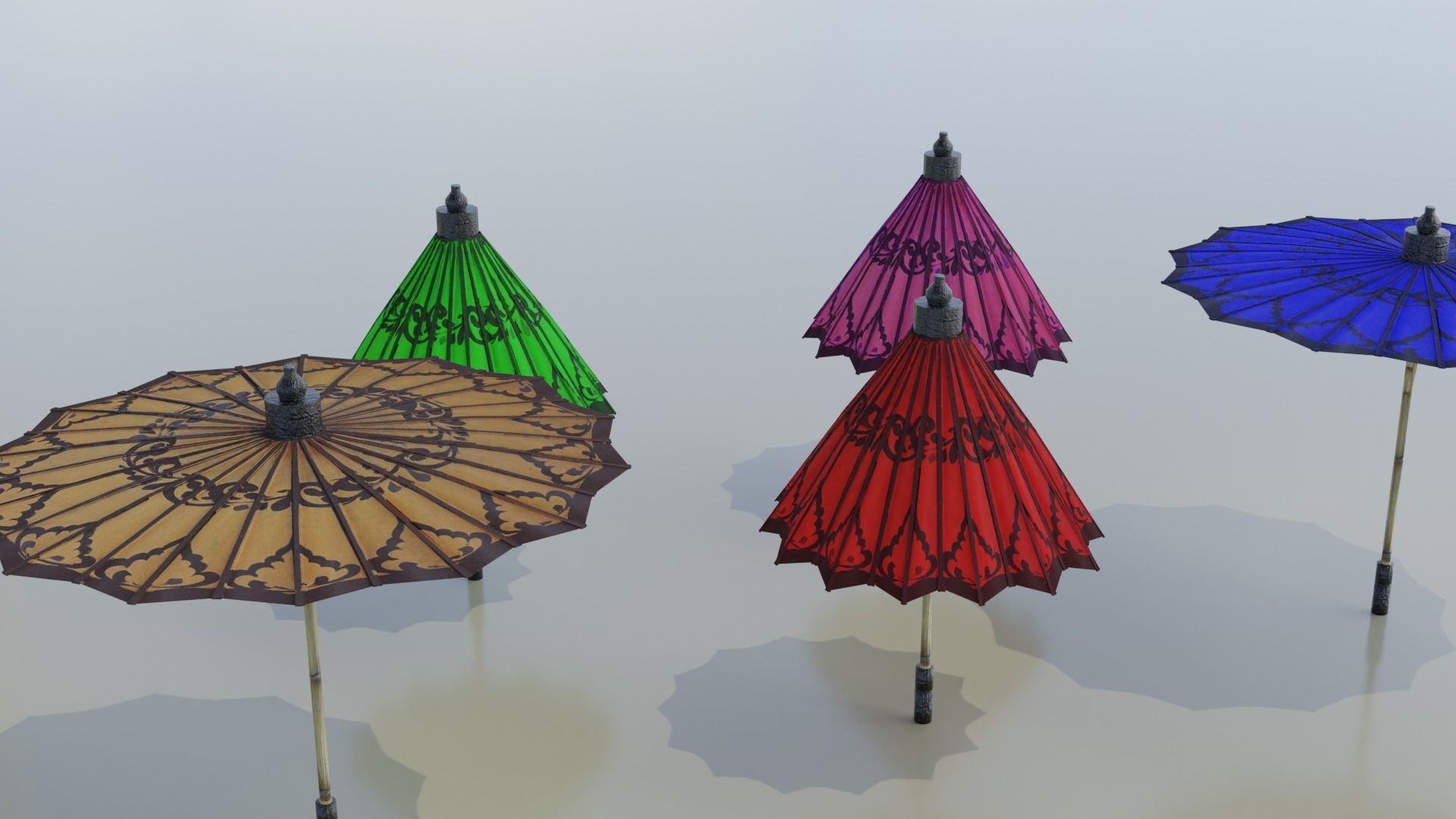 Pathein Sun Umbrella Myanmar Low-poly 3D model_17