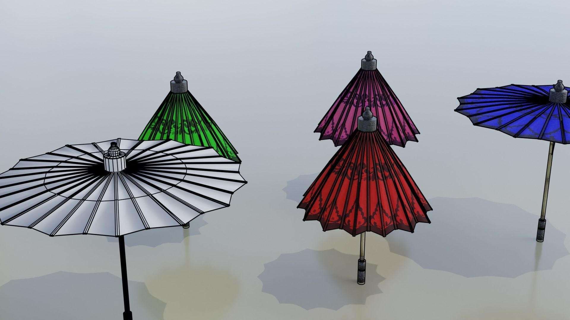 Pathein Sun Umbrella Myanmar Low-poly 3D model_18