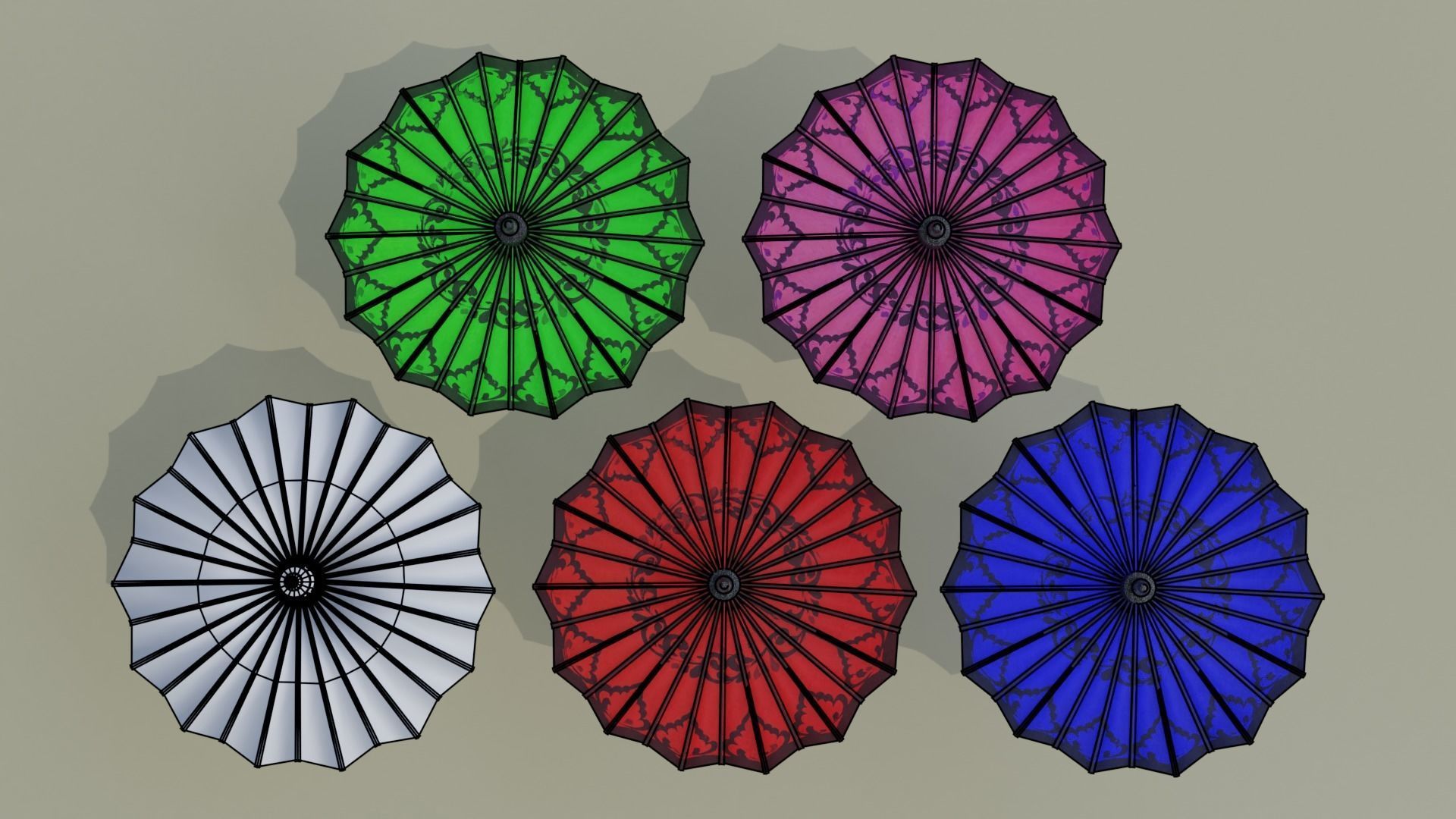 Pathein Sun Umbrella Myanmar Low-poly 3D model_6