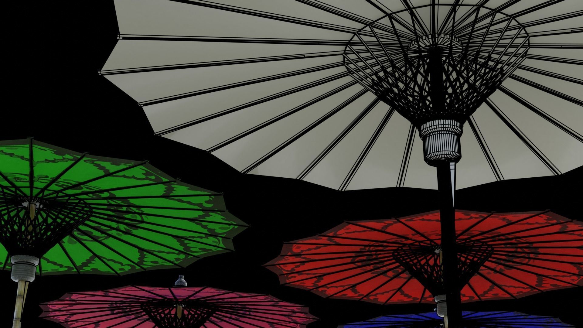 Pathein Sun Umbrella Myanmar Low-poly 3D model_4
